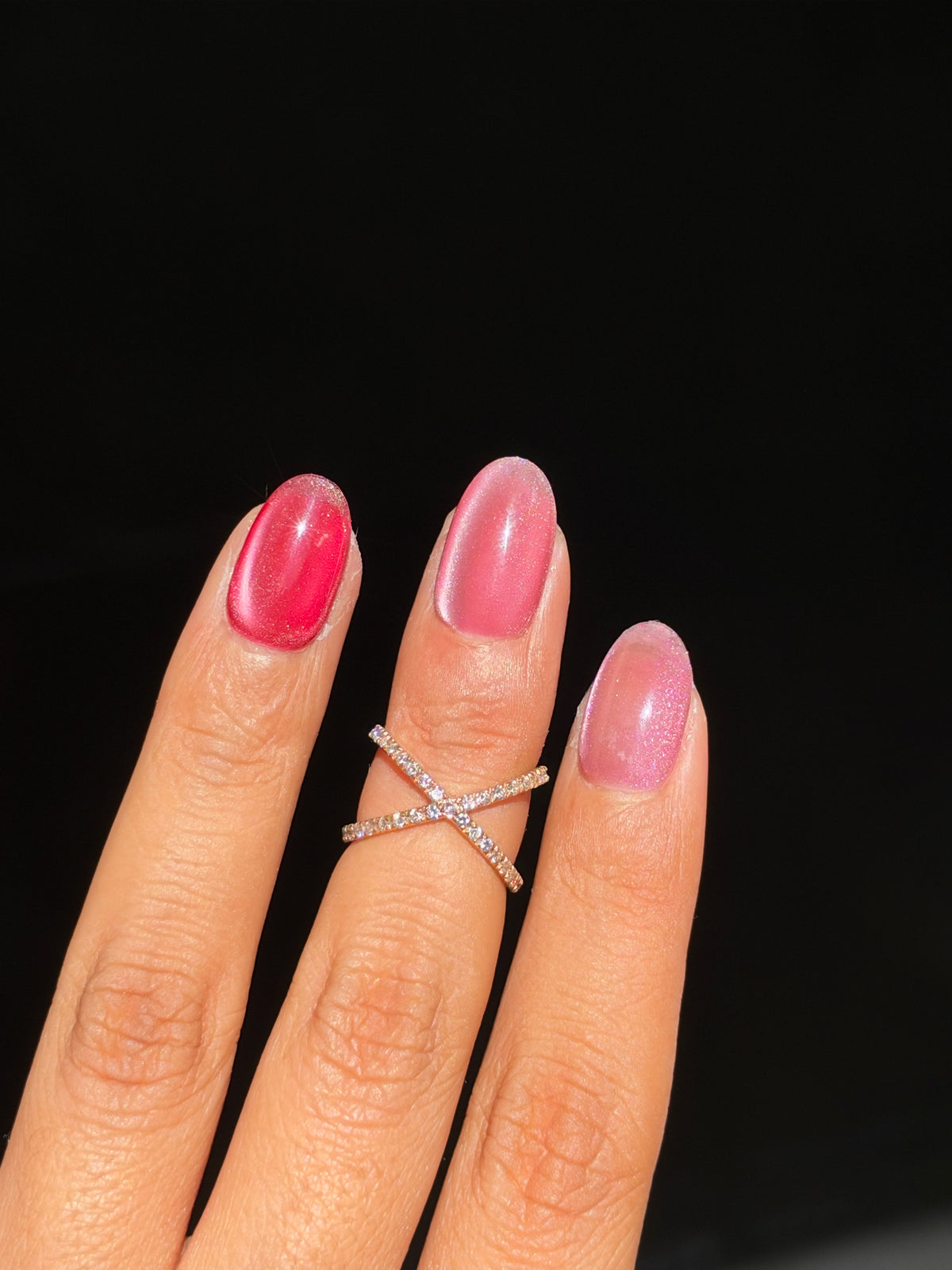 18k Rose gold X diamond pink ring