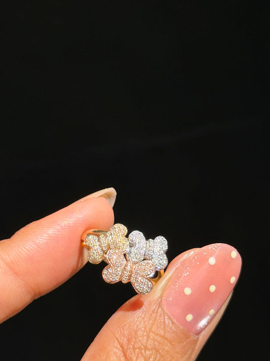 14k three butterflies ring