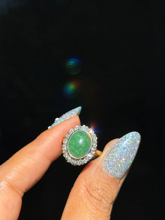 14k Mid-century Jadeite Jade solitaire ring