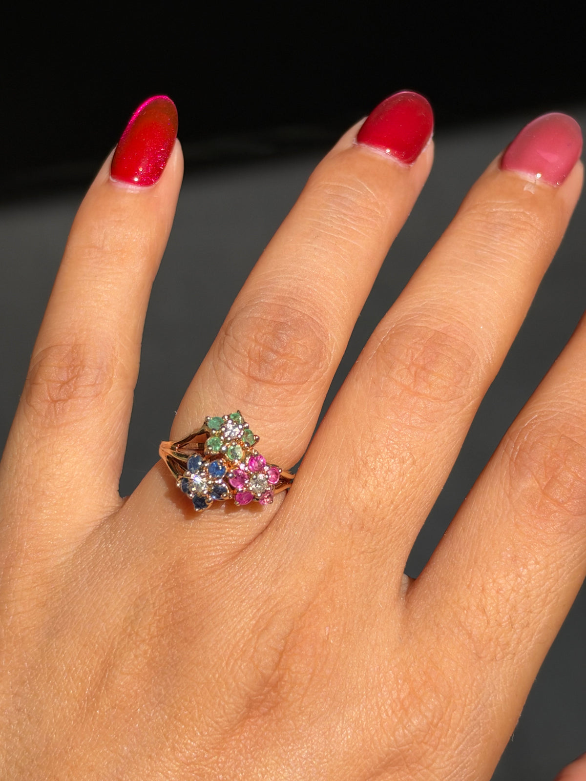 14kFlower cluster ring