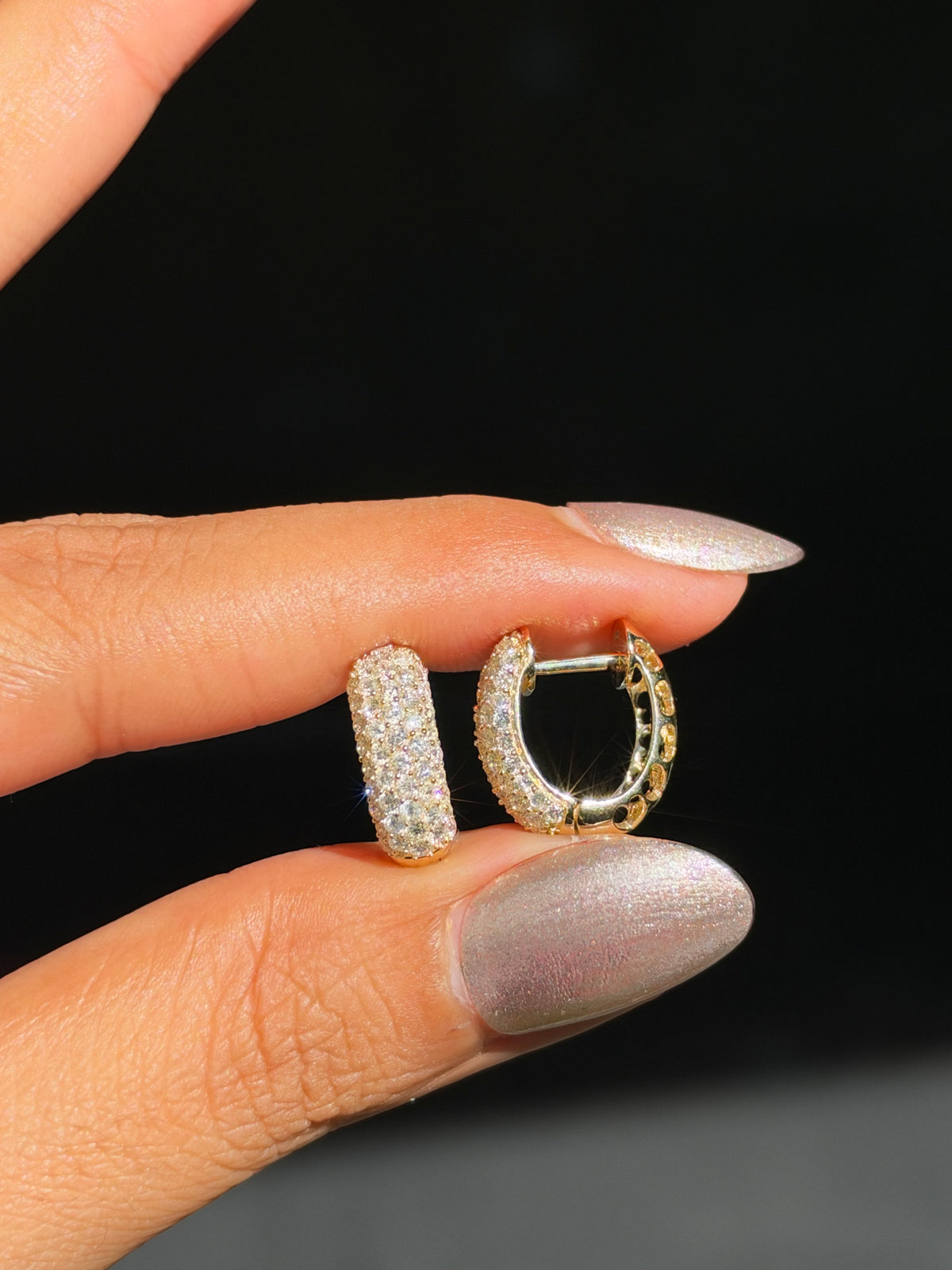 14k 1.20ct pave Diamond Huggies