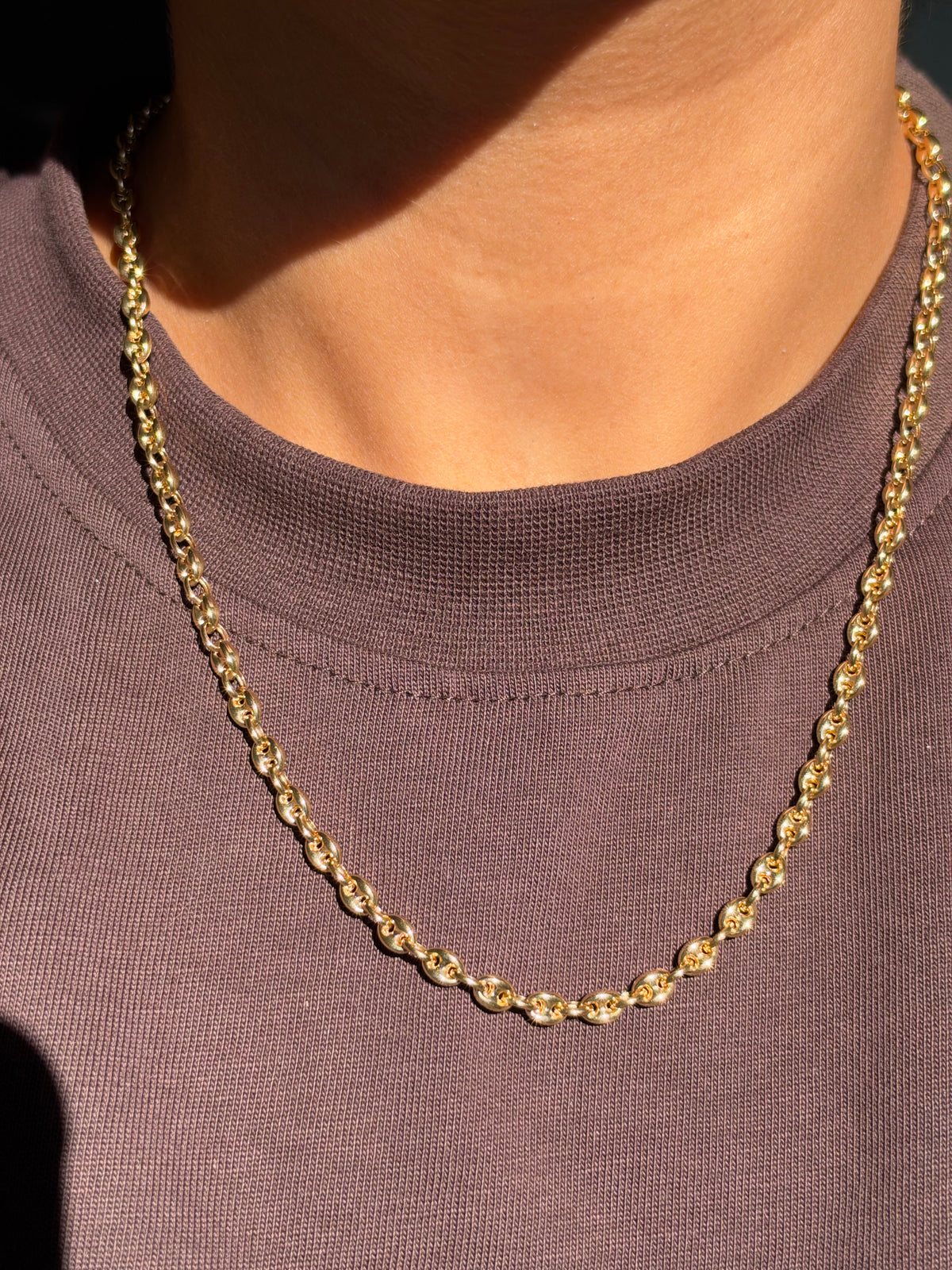 18k yellow gold puffy mariner chain