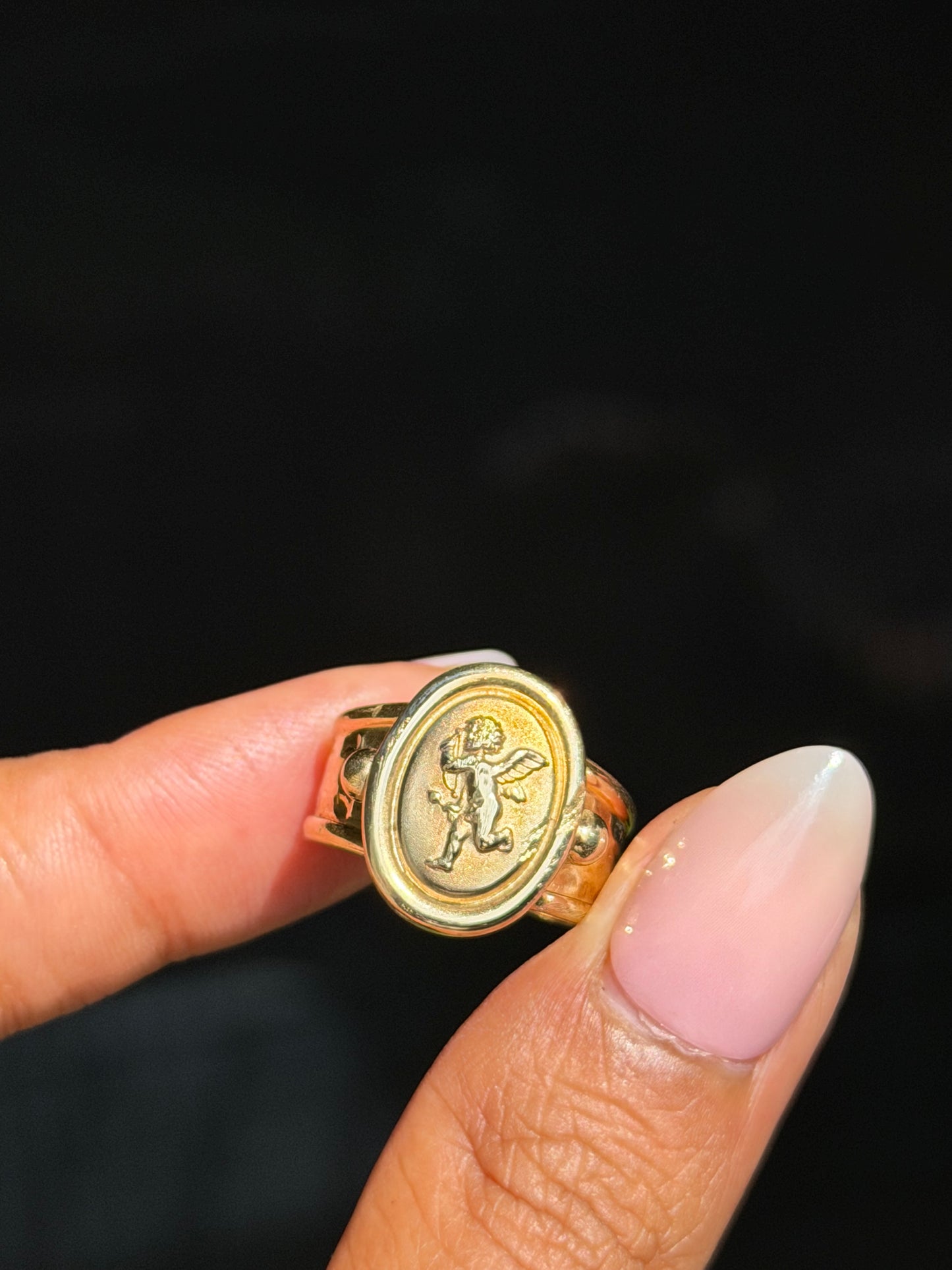 14k Italian Angel Cherub cuff Ring