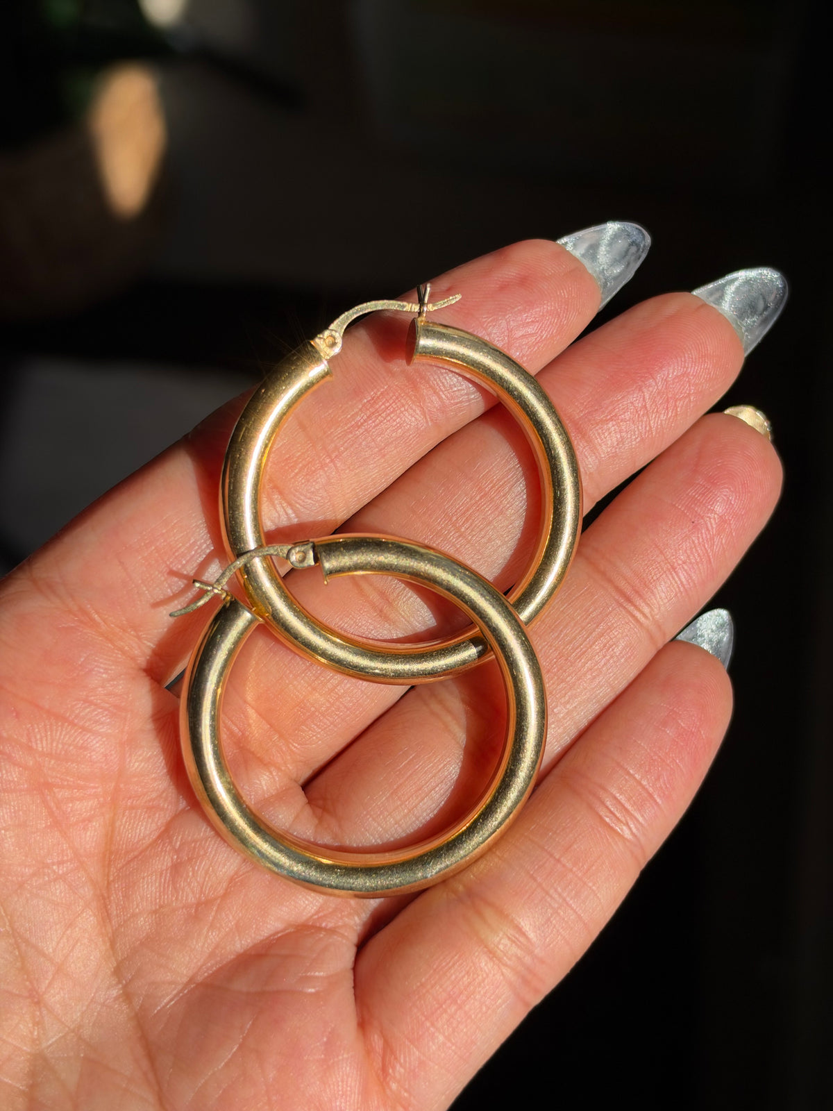 14k large tube hoop earrings