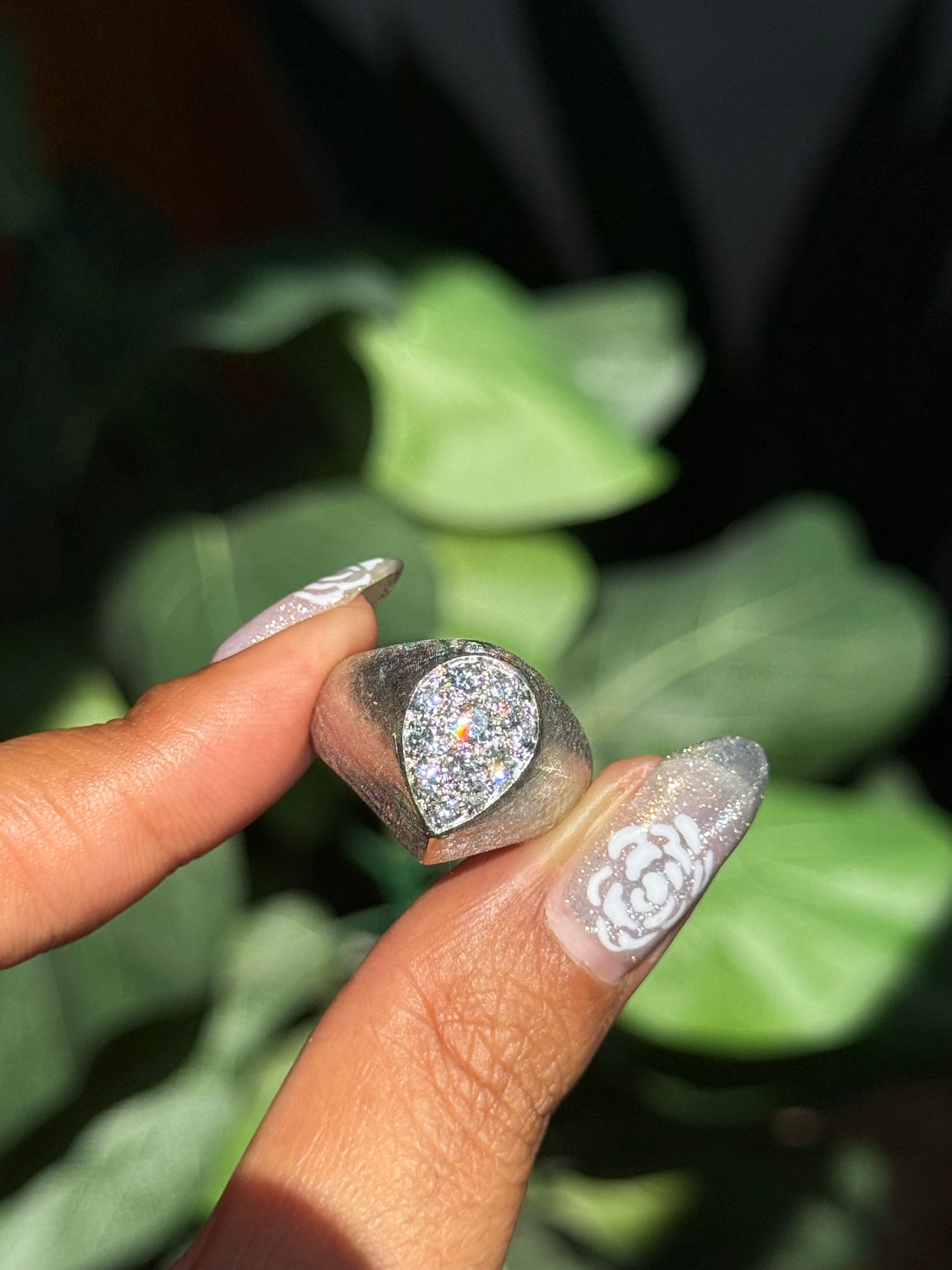 Vintage 14k white gold diamond ring