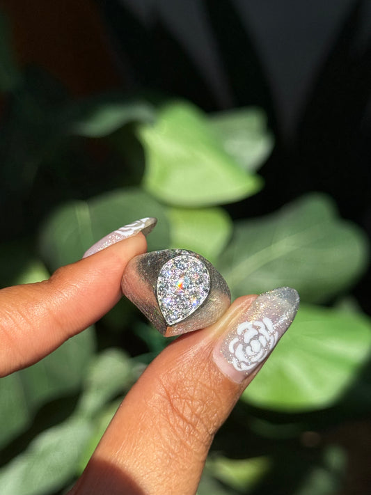 Vintage 14k white gold diamond ring