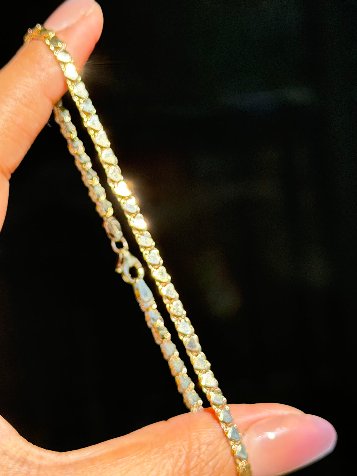 14k Double sided Heart Anklet