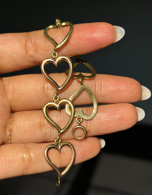 14k two tone heart bracelet