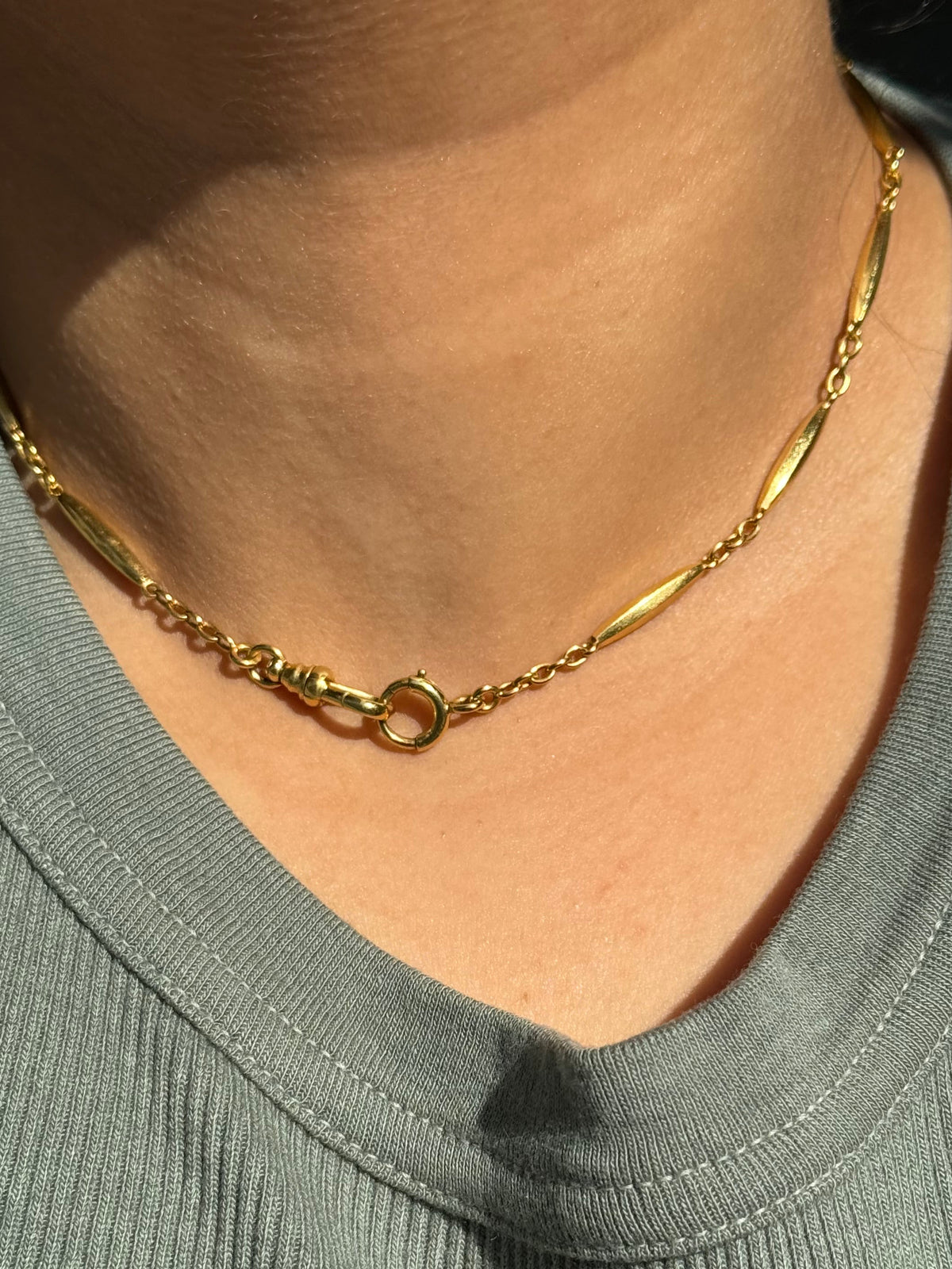 Vintage / Antique 14k solid bar link watch chain