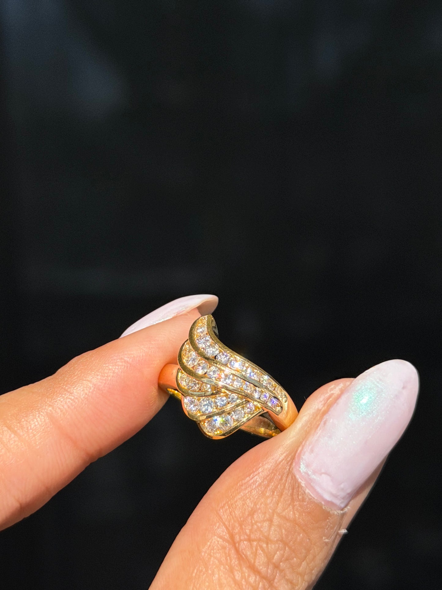 18k diamond wing ring