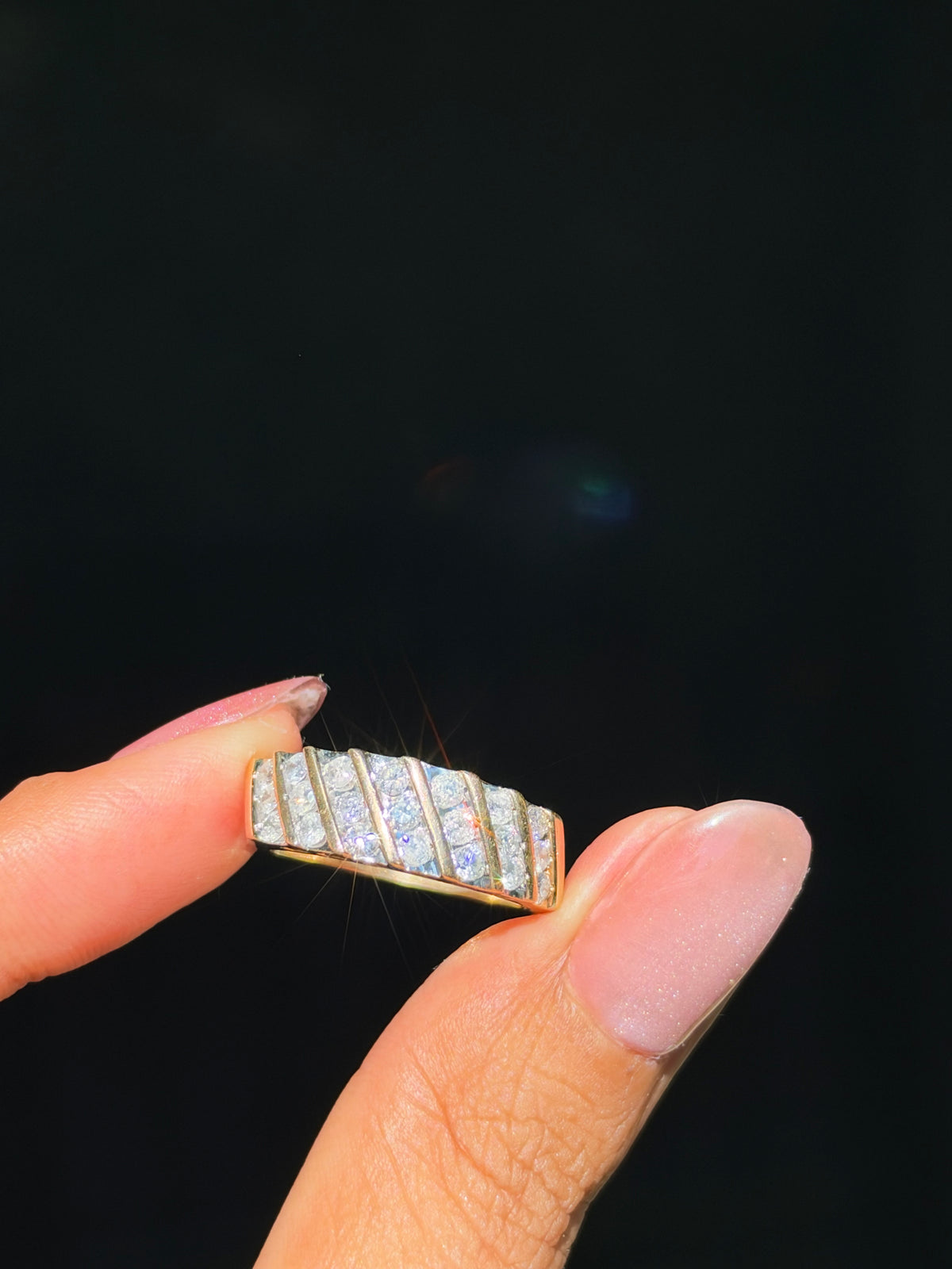 14k channel set diamond band