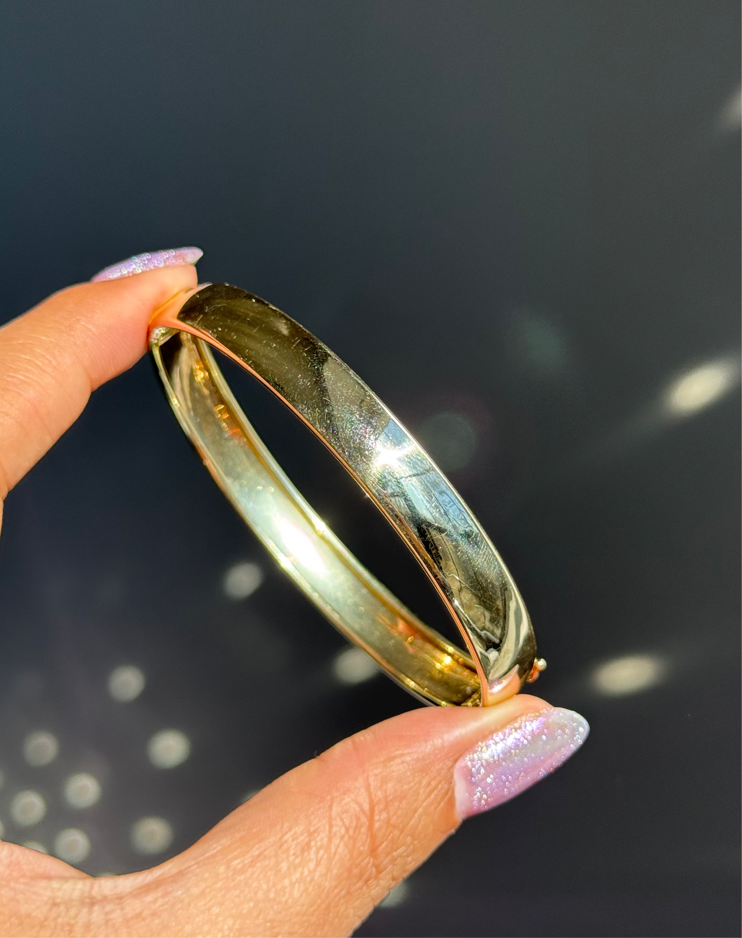 14k Wide Hinged bangle