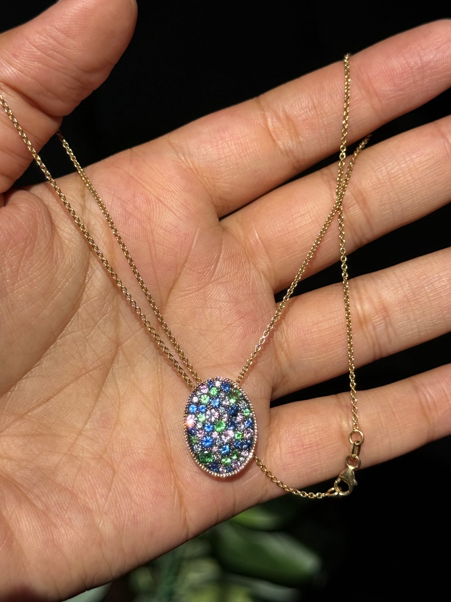 14k 1.36ct Natural multi sapphires and 0.12ct natural diamonds