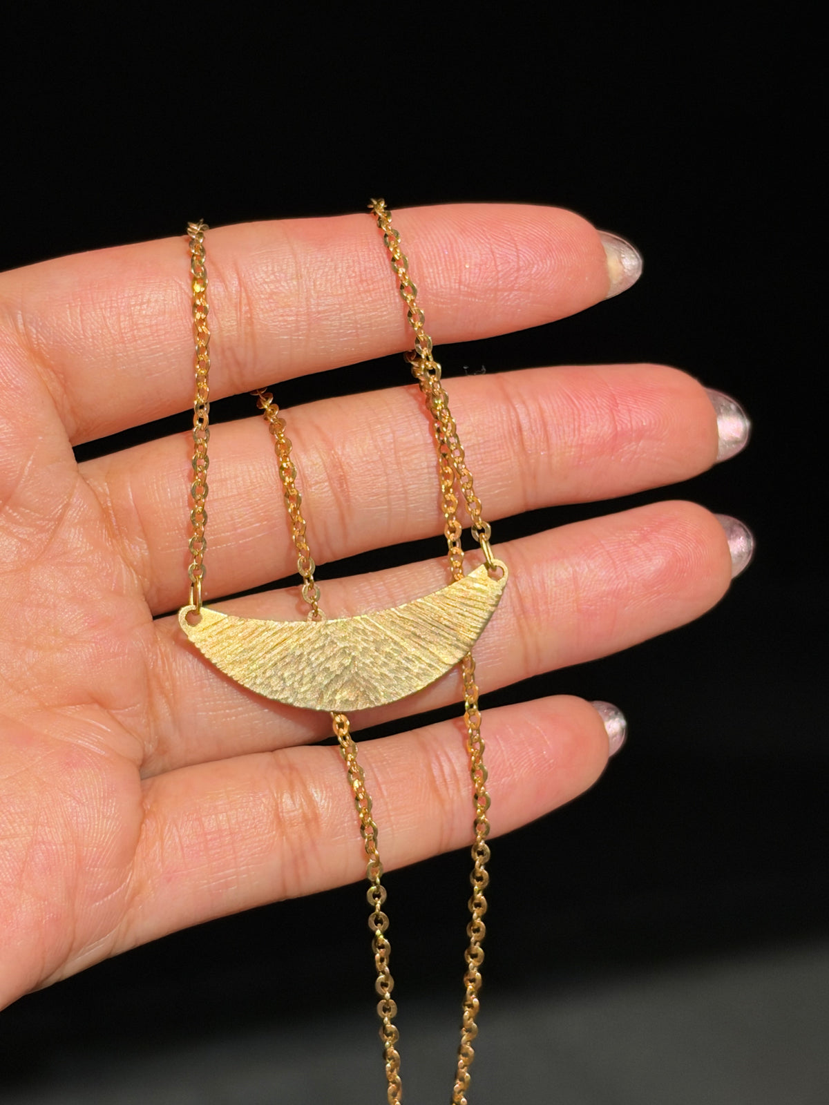 18k crescent ID necklace