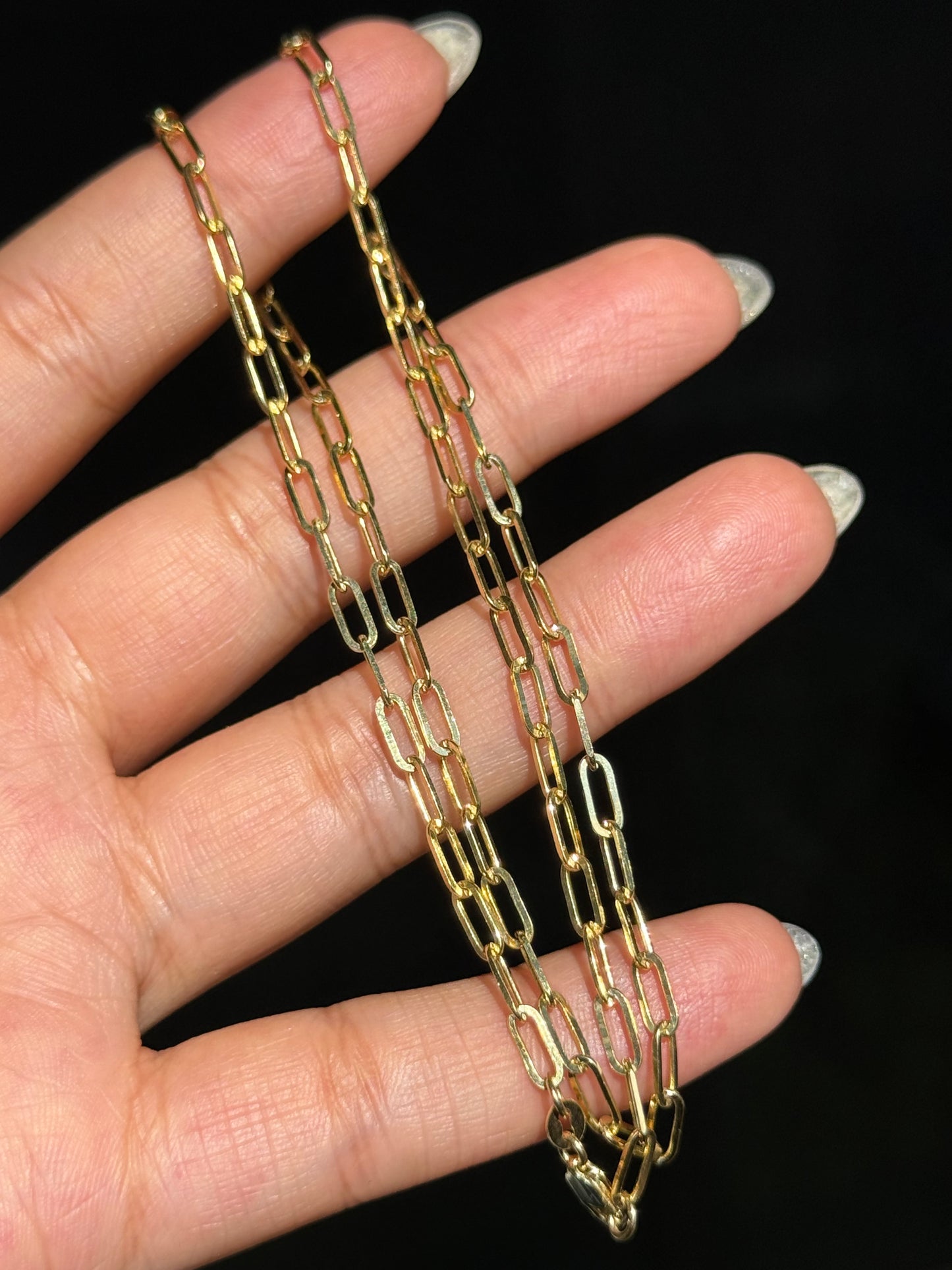 14k yellow gold paper clip chain