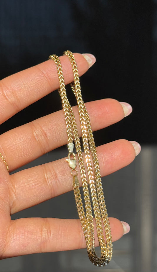 14k Yellow Gold box Foxtail chain