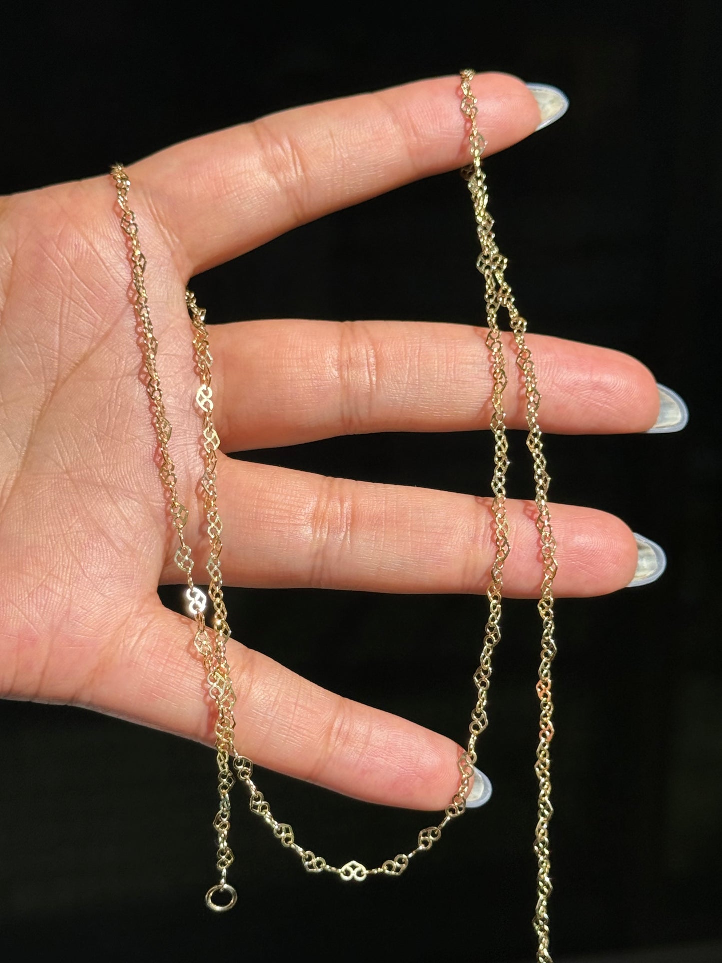 14k yellow gold heart link chain