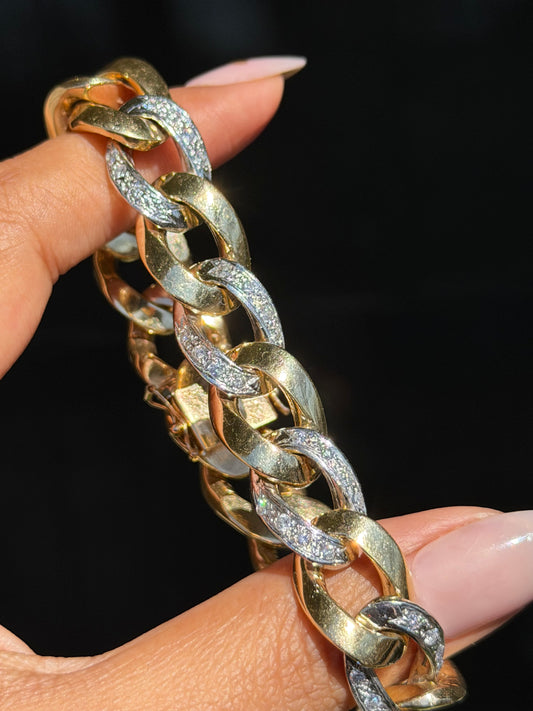 Solid 14k Diamond Cuban link Bracelet