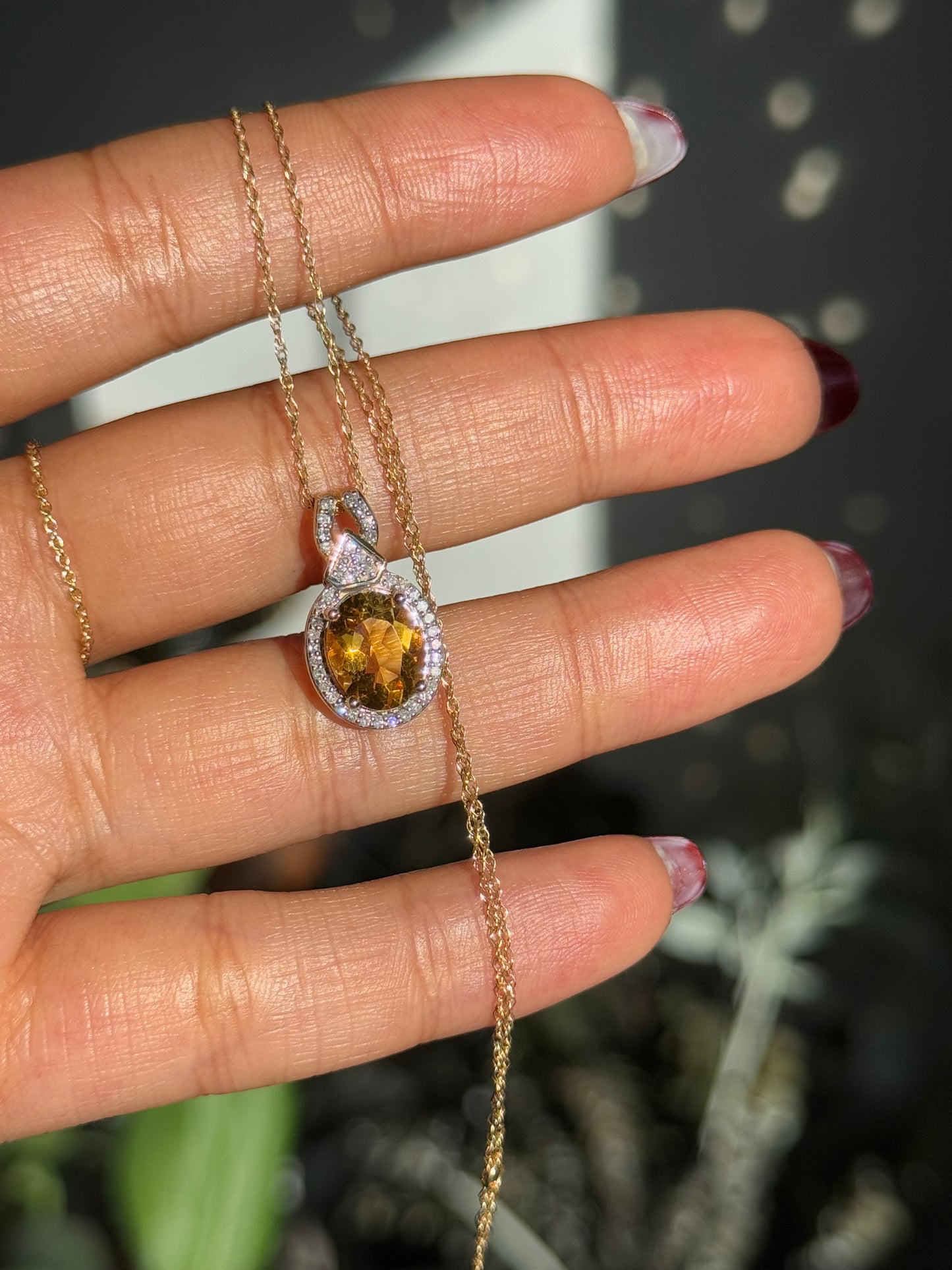 14k citrine and diamond necklace