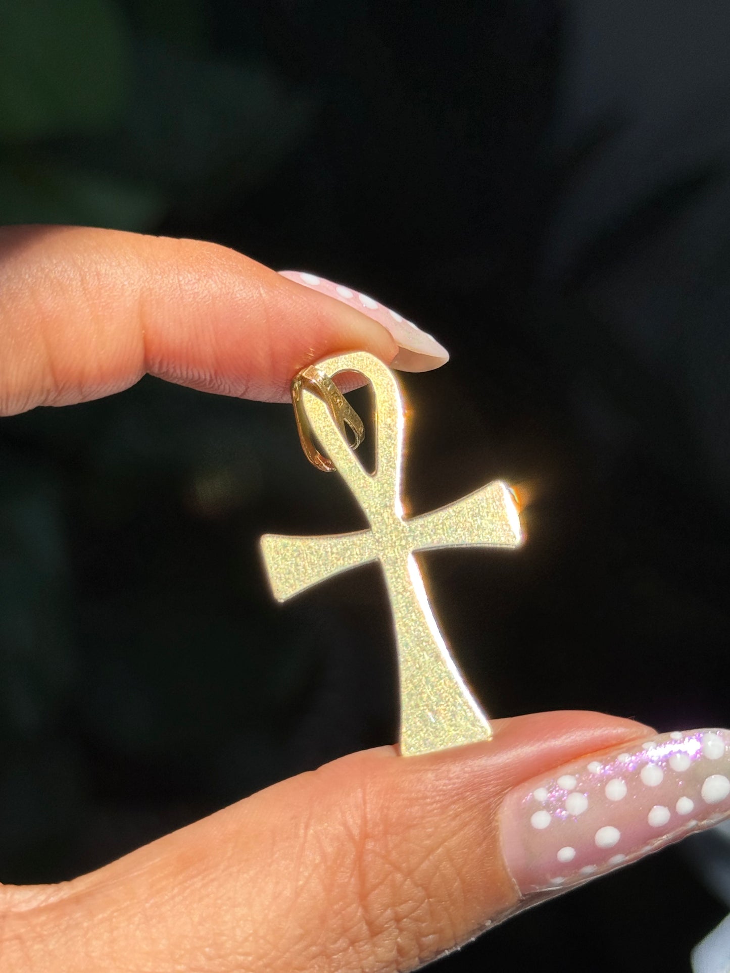 18k Italian Large Ankh Key of life pendant ,