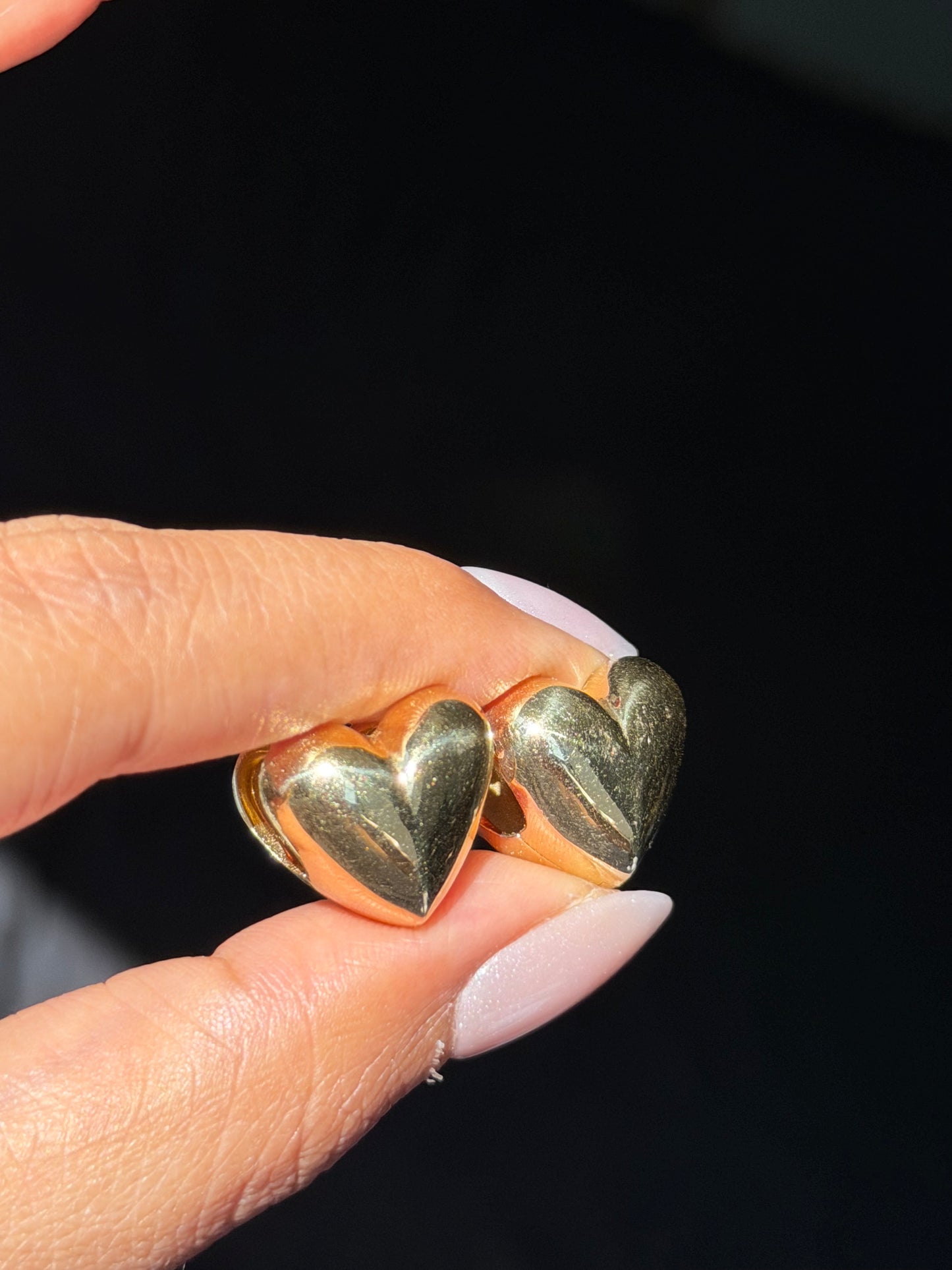 14k heart Huggies