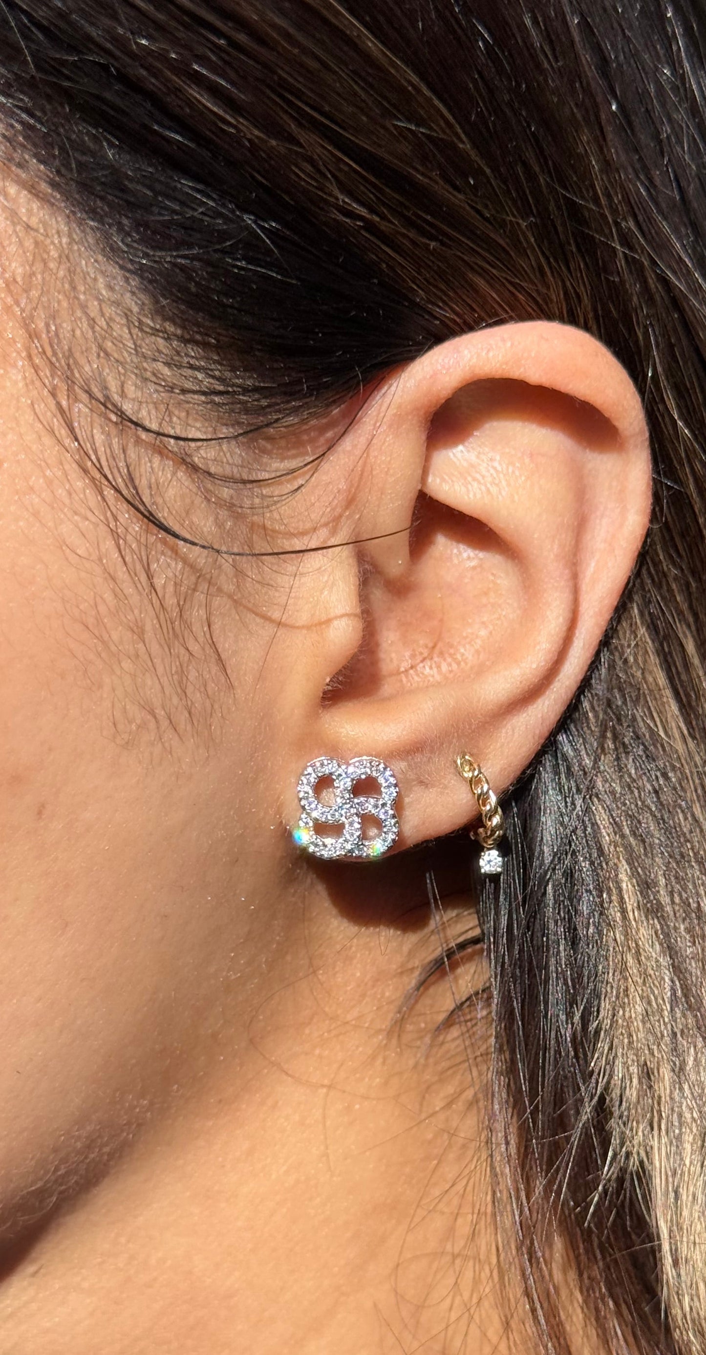 14k diamond Quatrefoil Necklace & Earrings