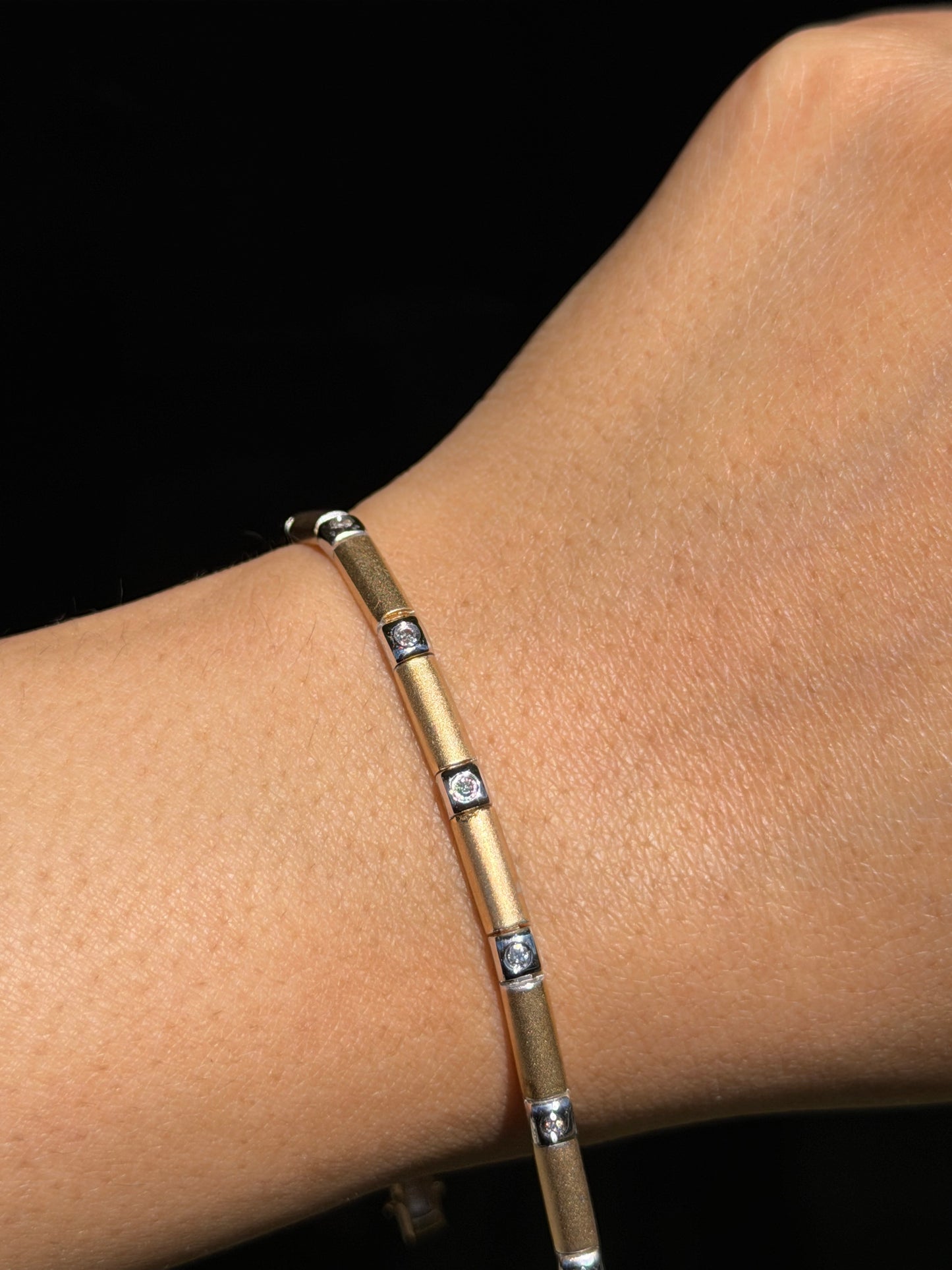 14k diamond bar link bracelet
