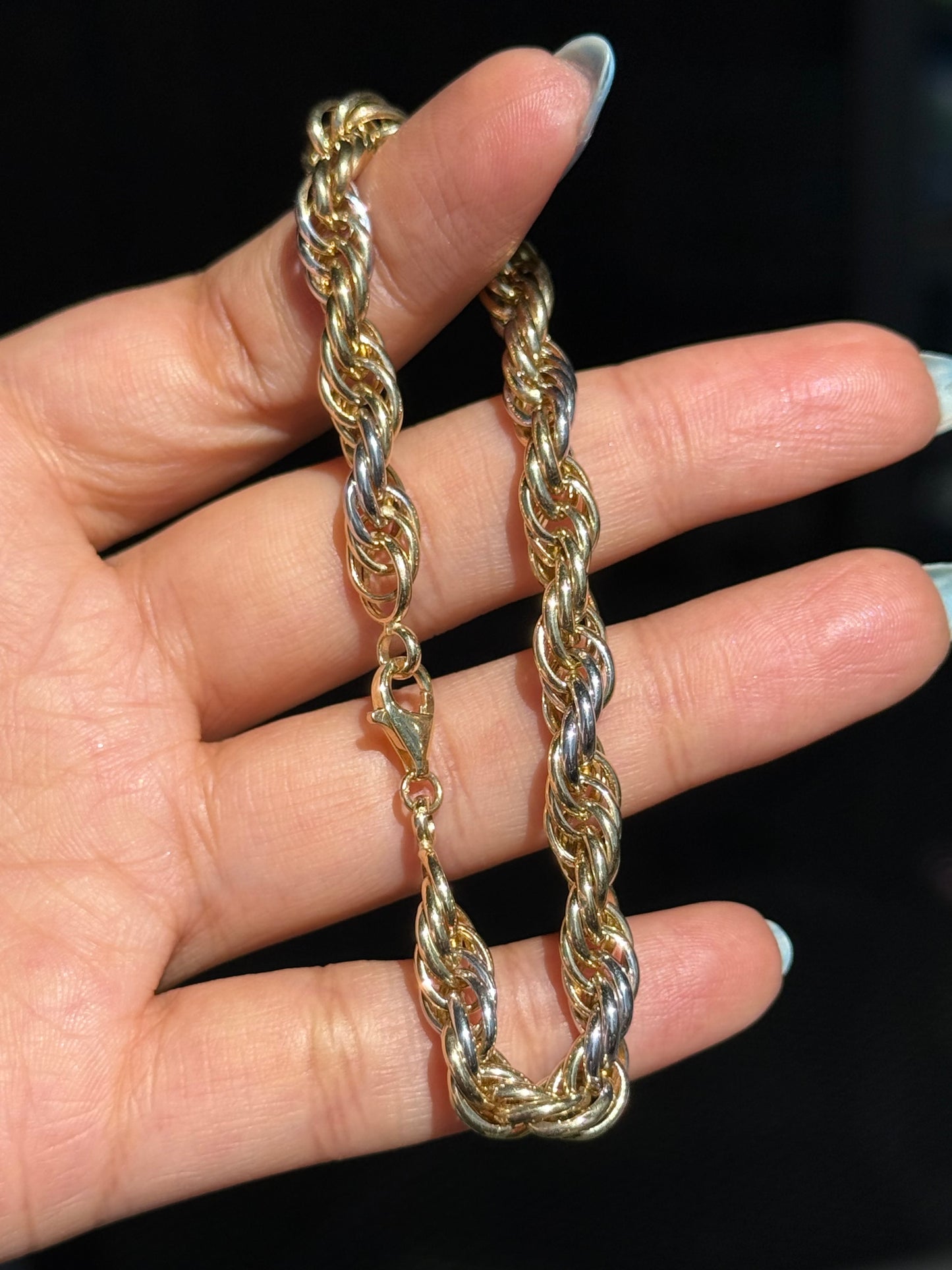 14k two tone chunky rope
link bracelet