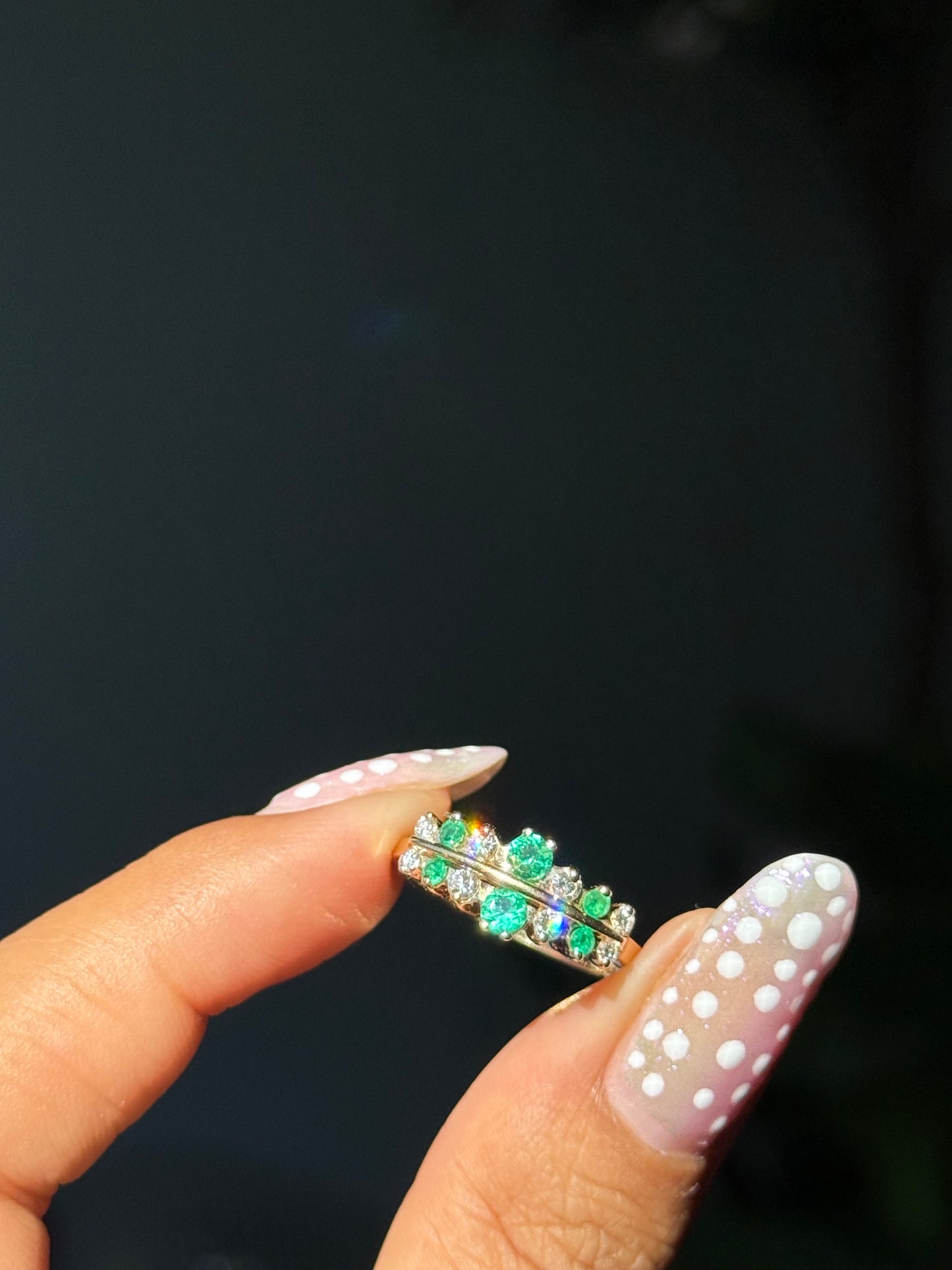 14k emeralds and diamonds Ring