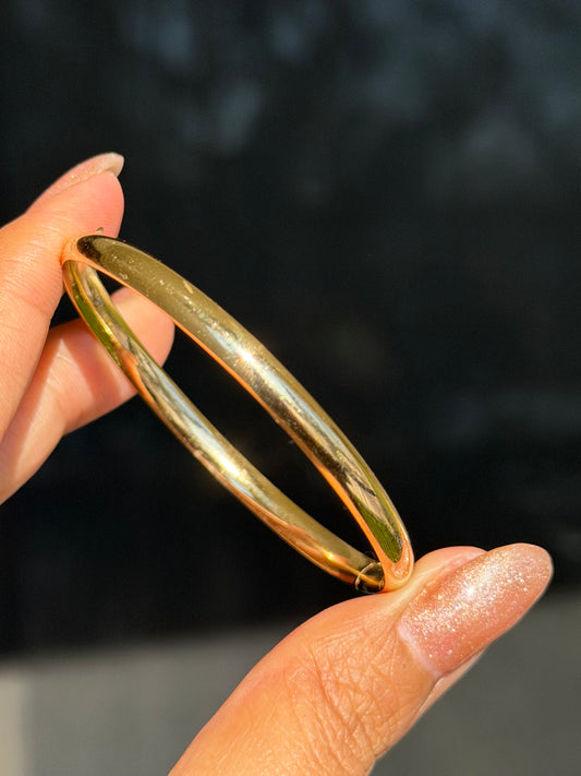 14k high polished plain hinged bangle