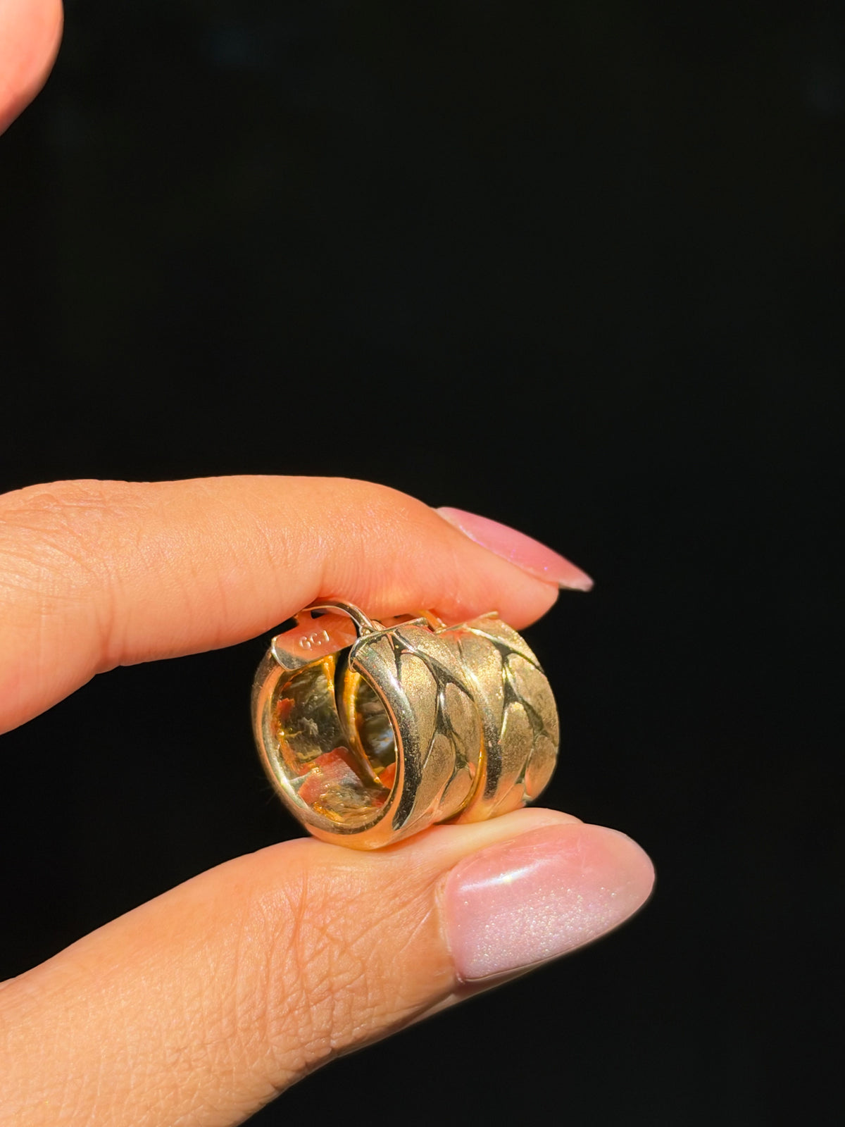 14k Italian chunky wide hoop earrings
