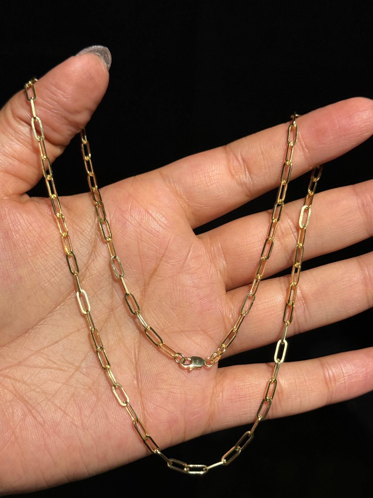14k yellow gold paper clip chain