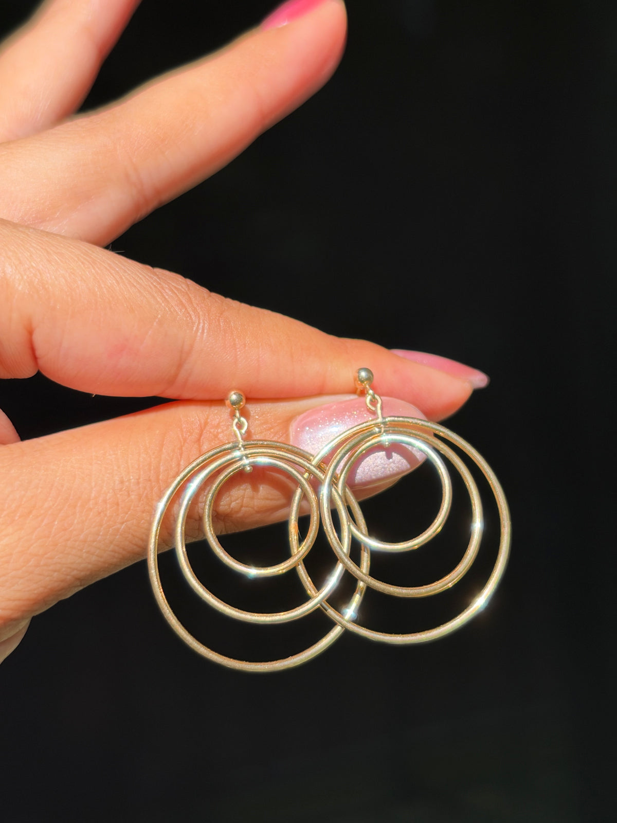 14k triple drop earrings