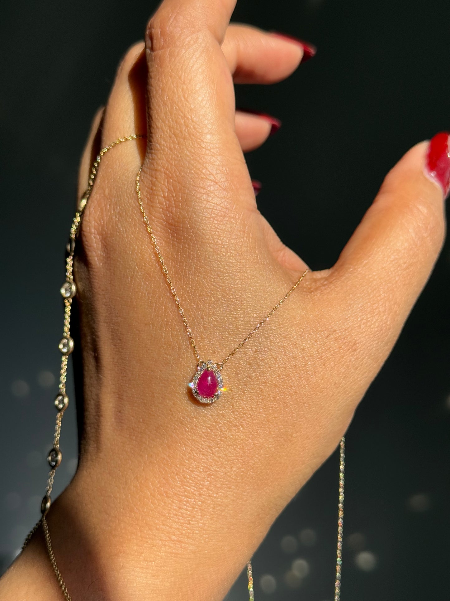 10k yellow gold ruby and diamonds necklace