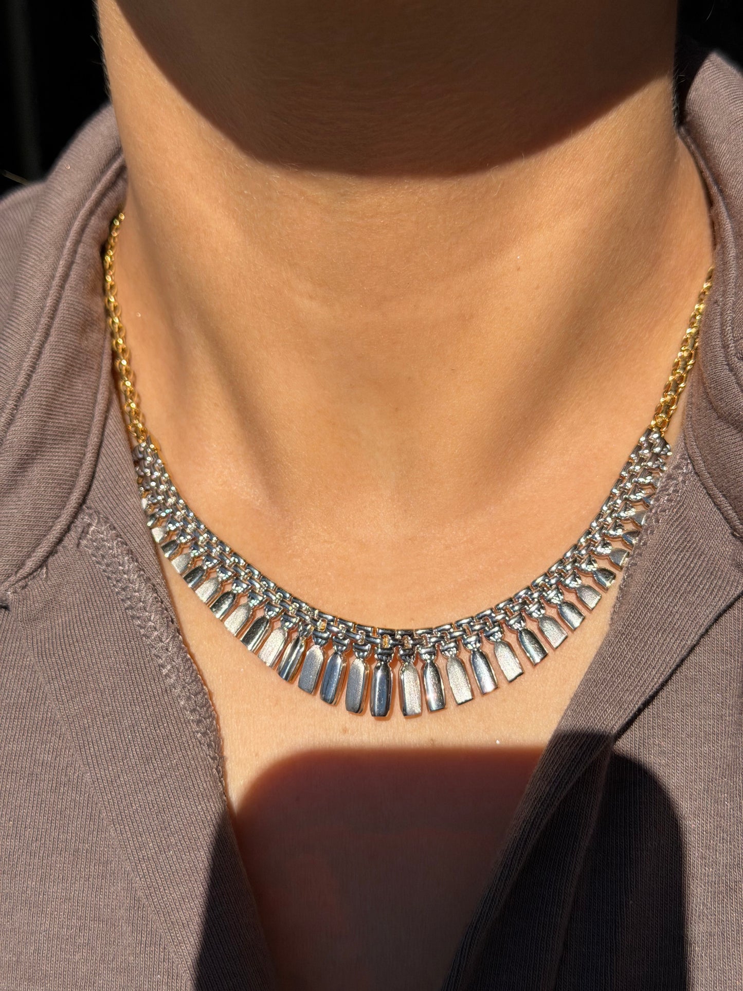 Vintage 14k  double sided Italian Cleopatra necklace