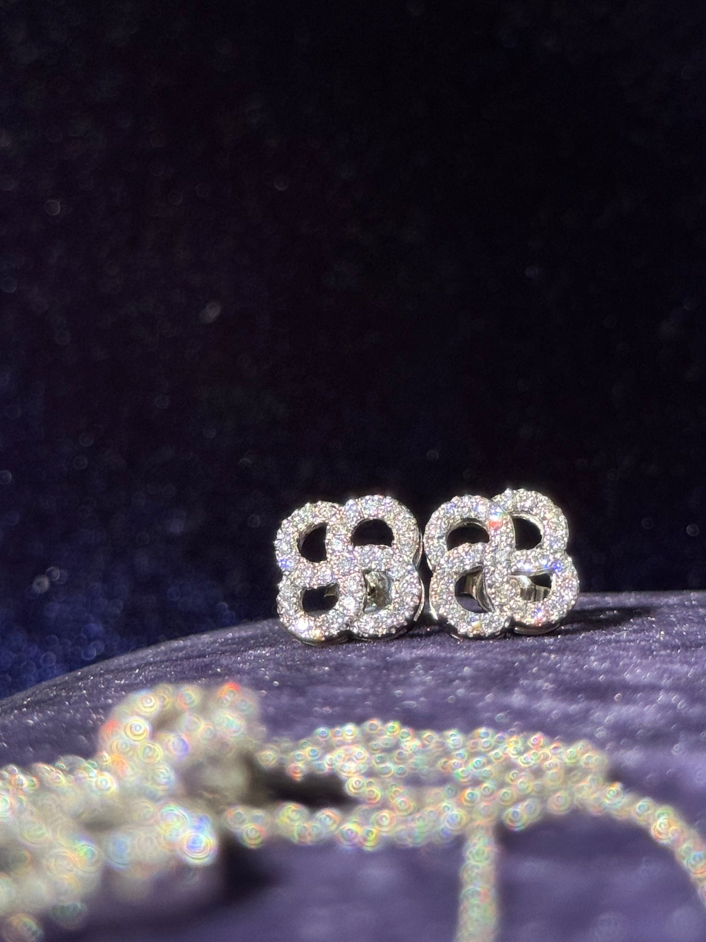 14k diamond Quatrefoil Necklace & Earrings