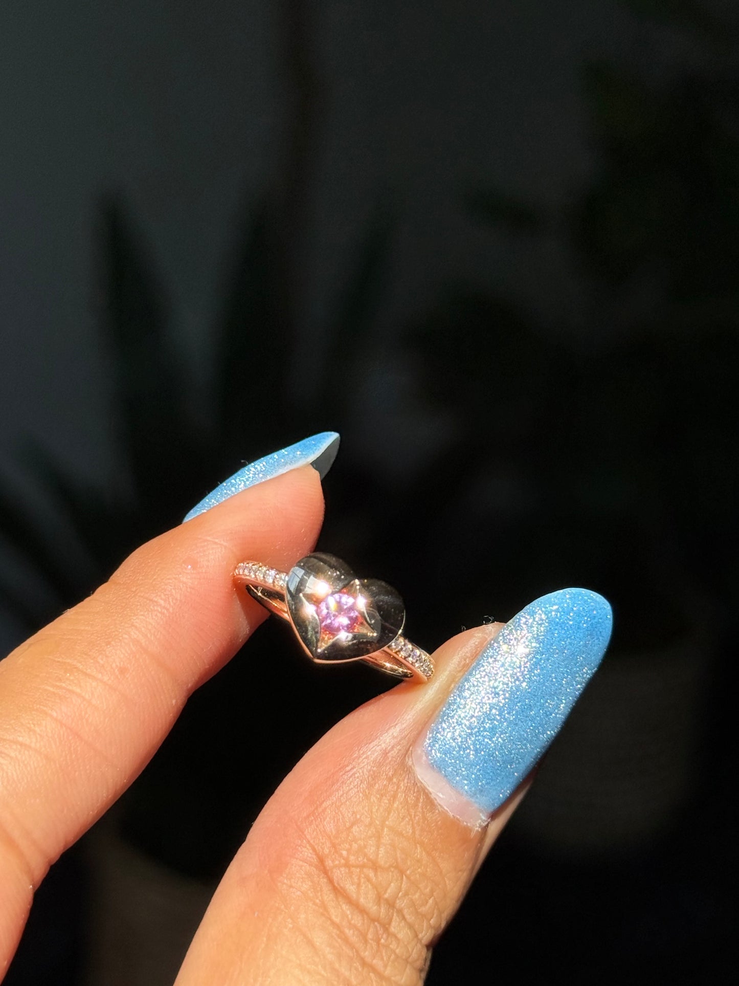 14k Rosey Gold Star set pink sapphire
Heart