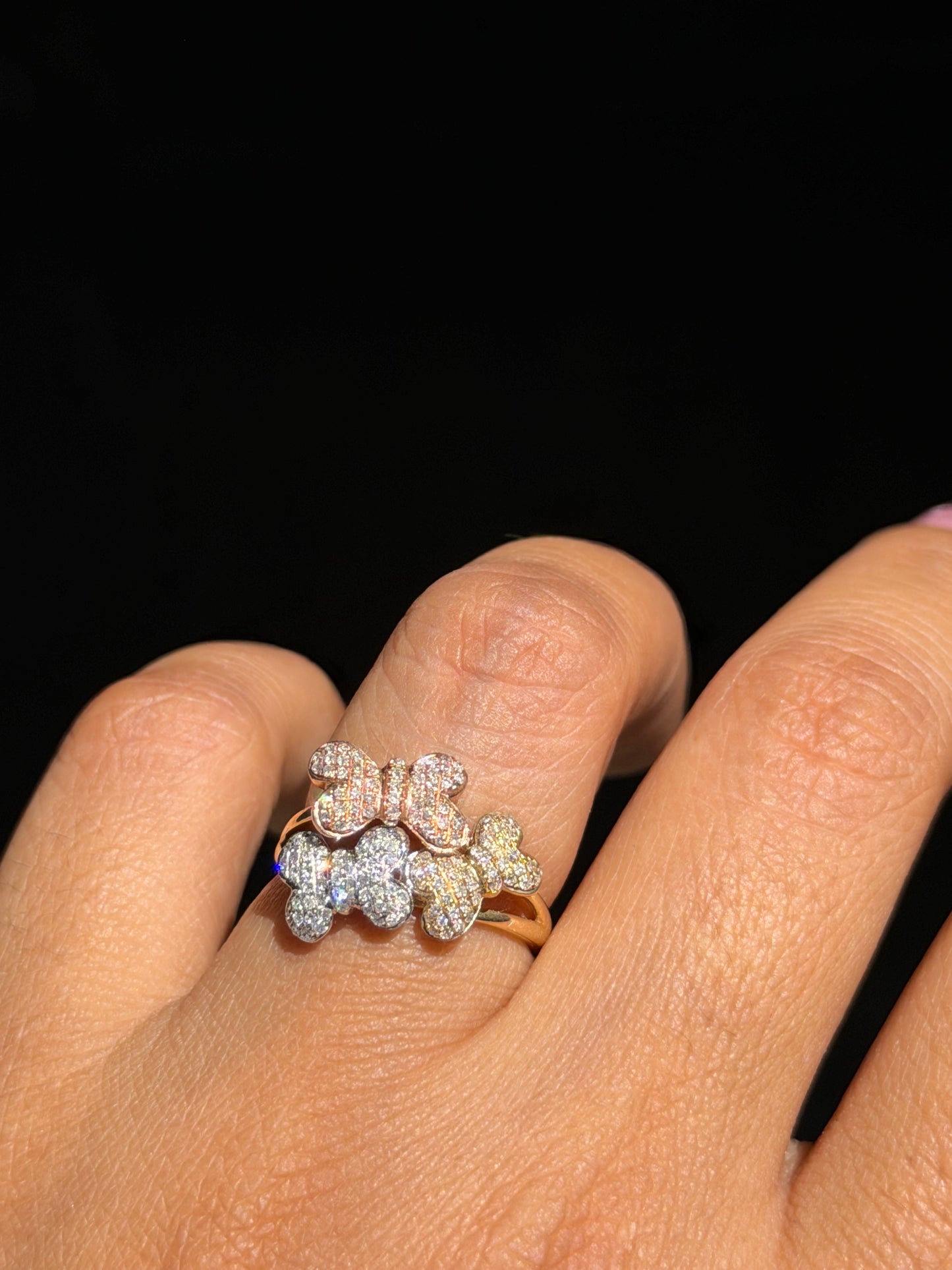 14k three butterflies ring