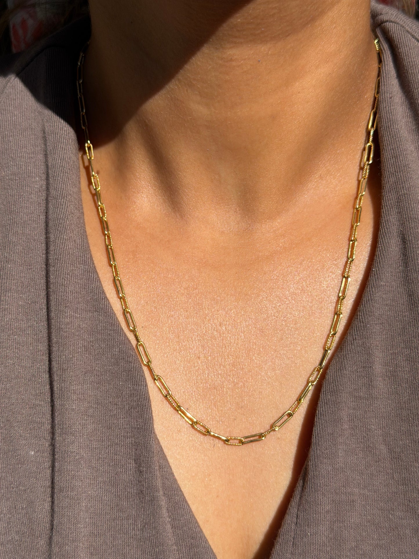18k solid paper clip chain