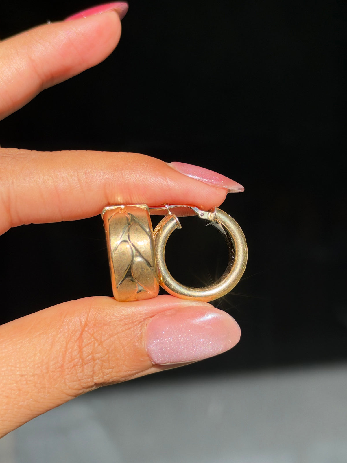 14k Italian chunky wide hoop earrings