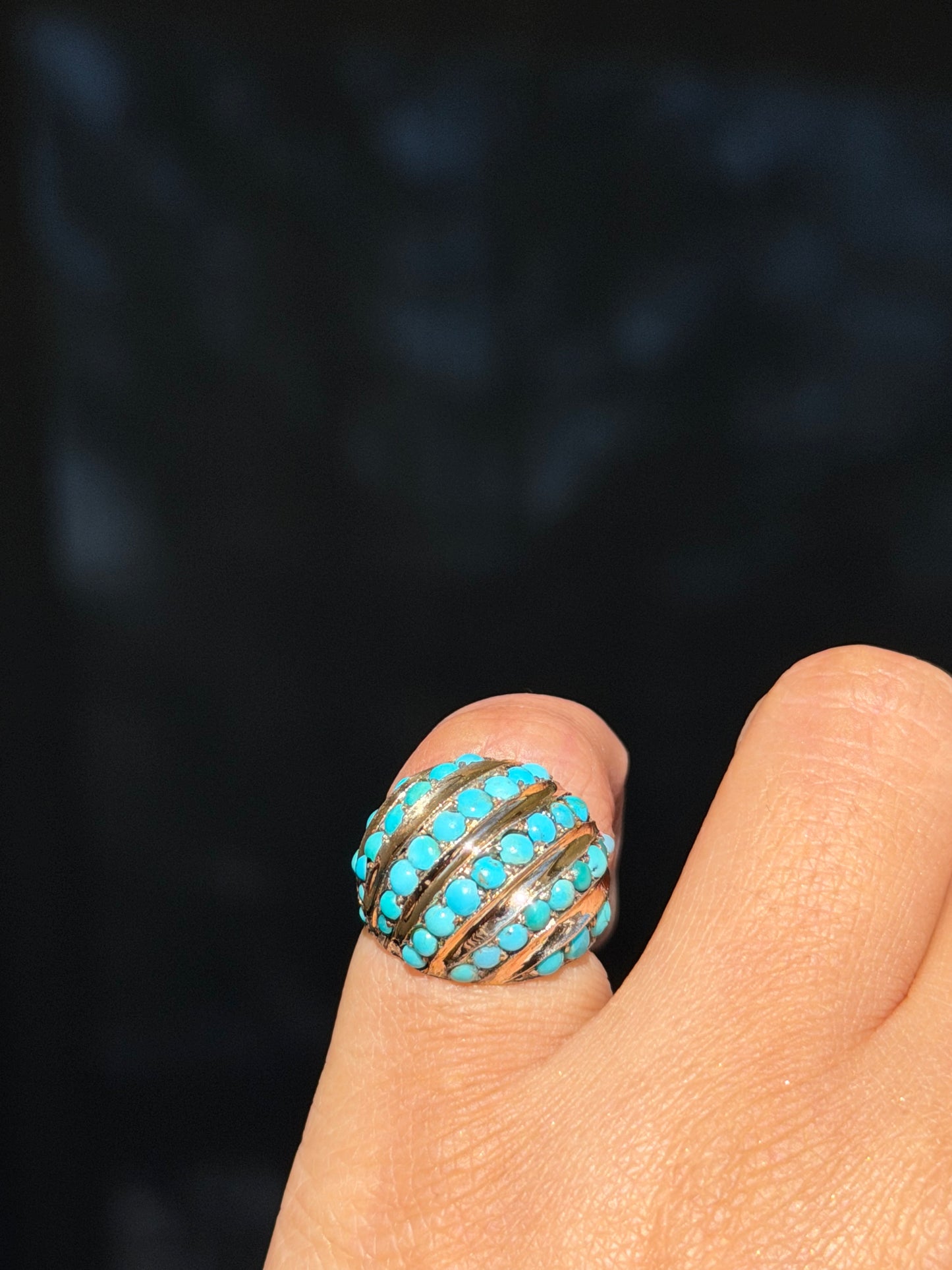 14k Chunky Turquoise Dome Ring