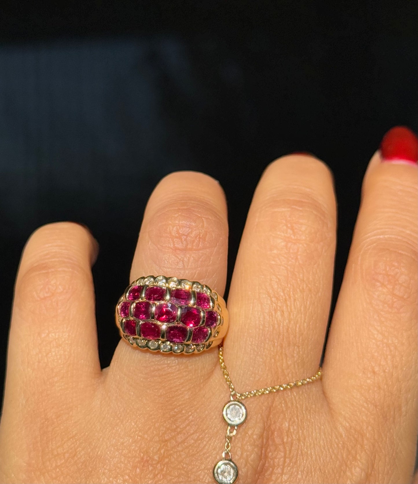 18k Chunky Mega Rubies and diamonds Ring