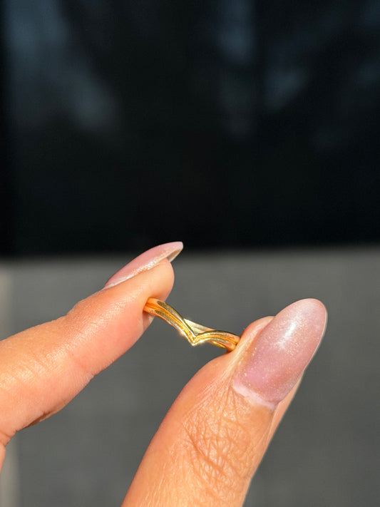 14k Chevron wishbone ring