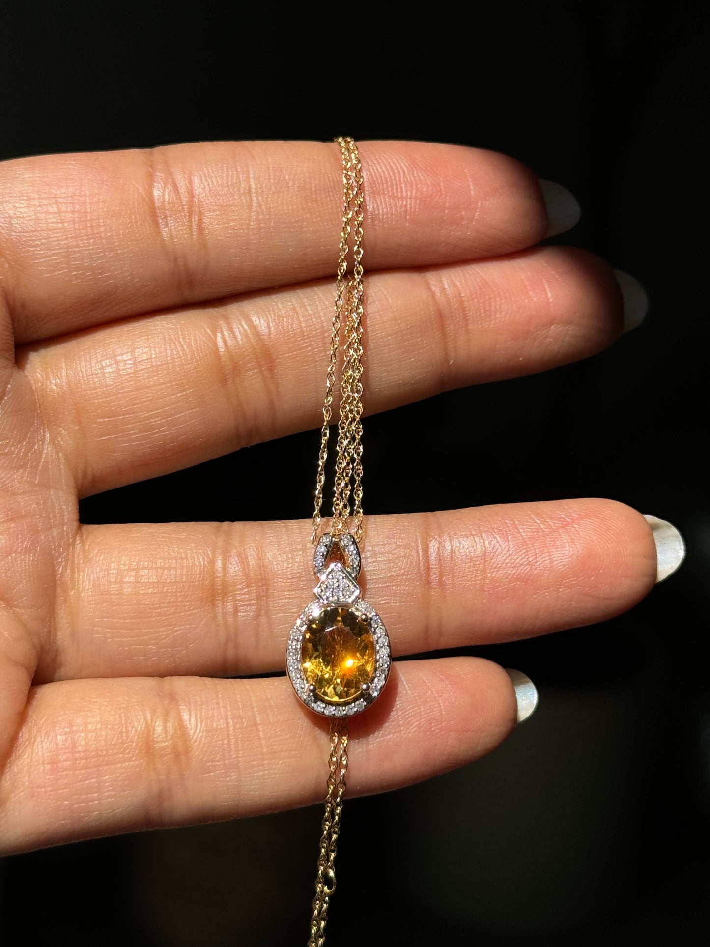 14k citrine and diamond necklace