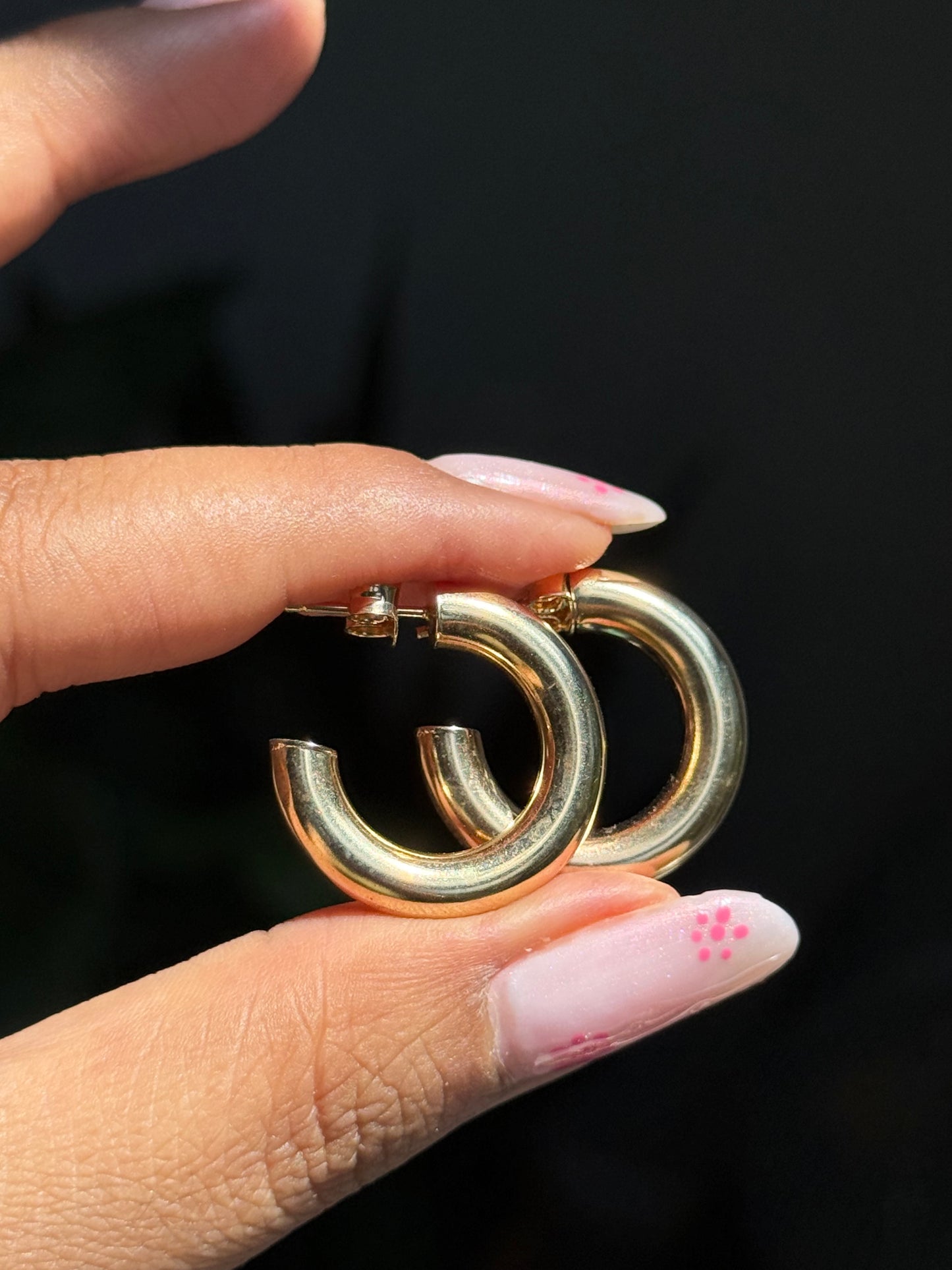 14k Chubby tube hoop earrings