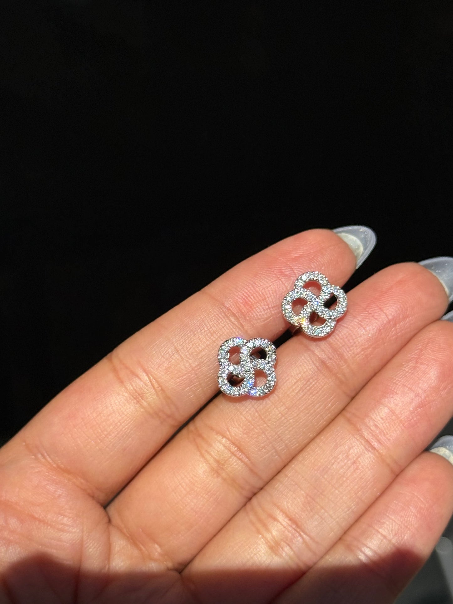 14k diamond Quatrefoil Necklace & Earrings