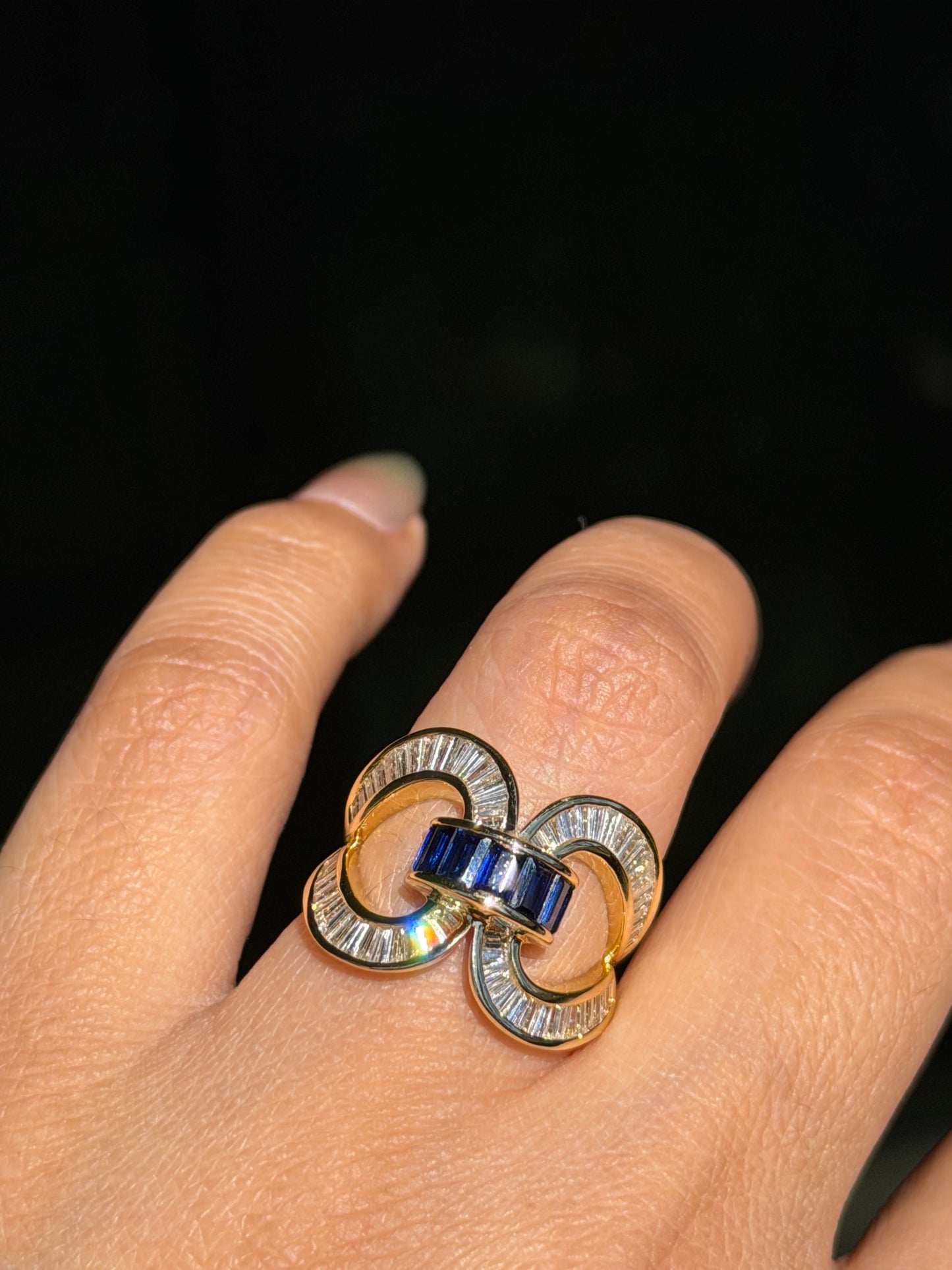 18k Channel set sapphire & diamonds Ring