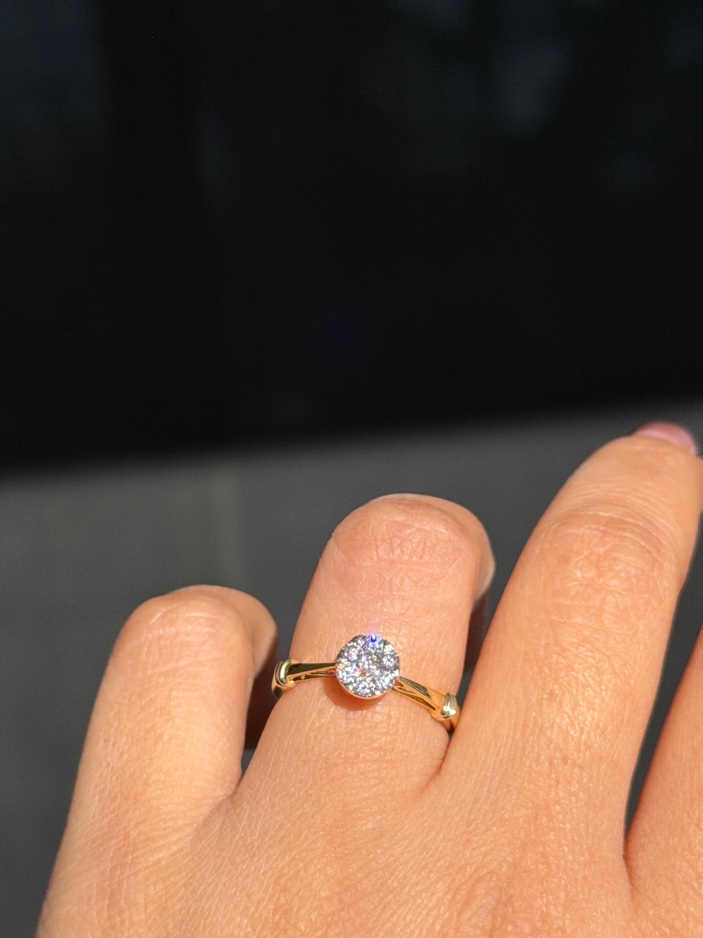 14k diamond cluster ring