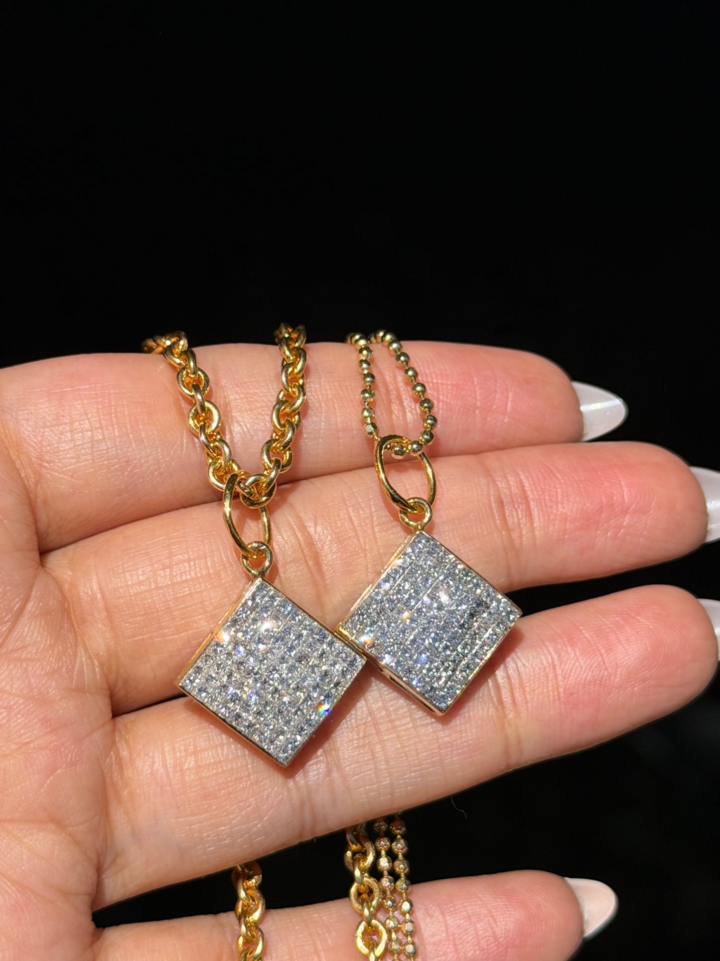 14k Large invisible set diamond charms