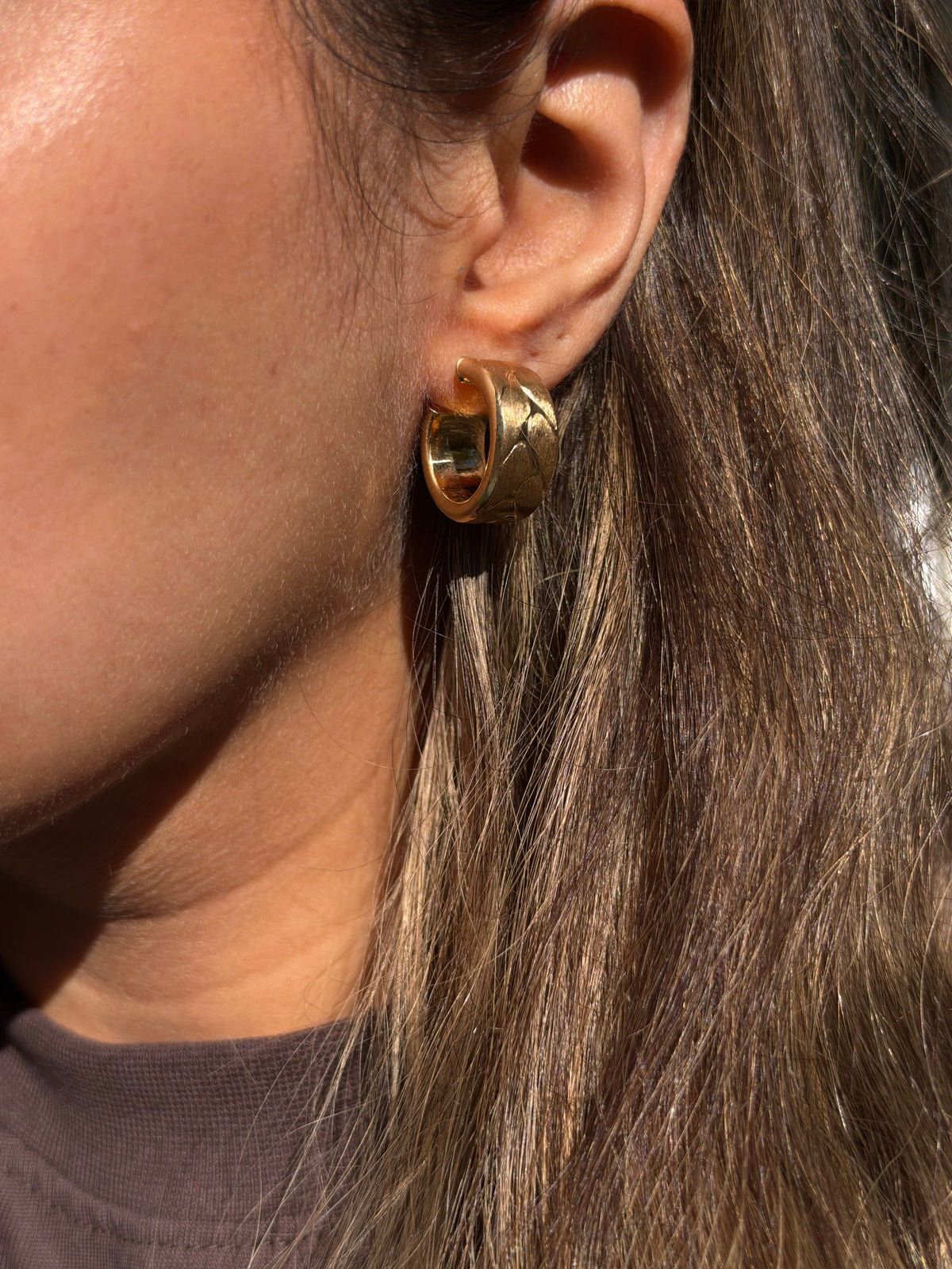 14k Italian chunky wide hoop earrings